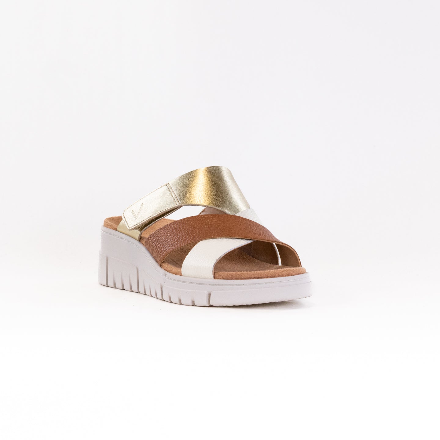 Women's Vionic Uptown Sunset Wedge Sandal in Metallic Tan/Gold Leather