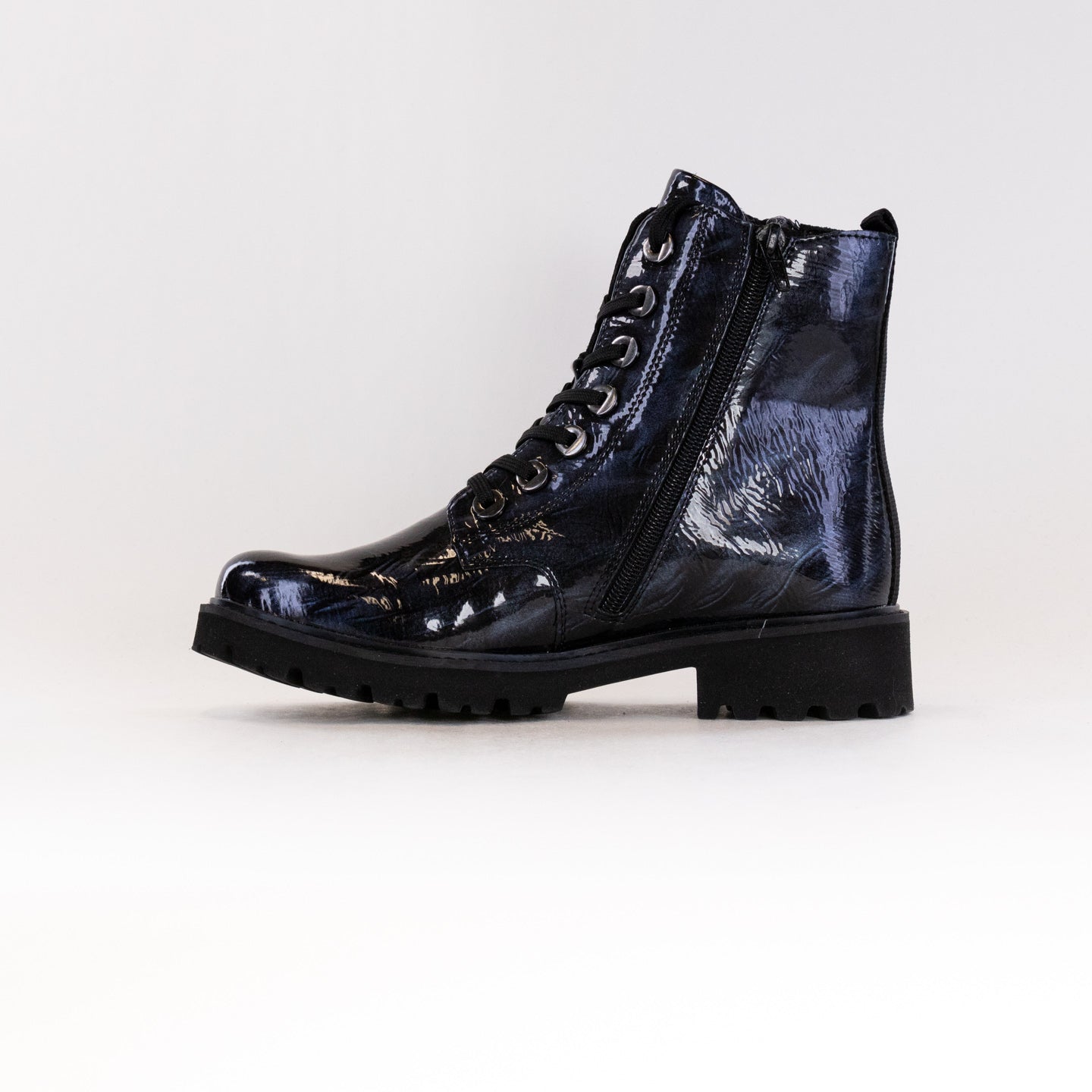 Blue Patent Women's Chunky-Heeled Remonte Marusha Boots