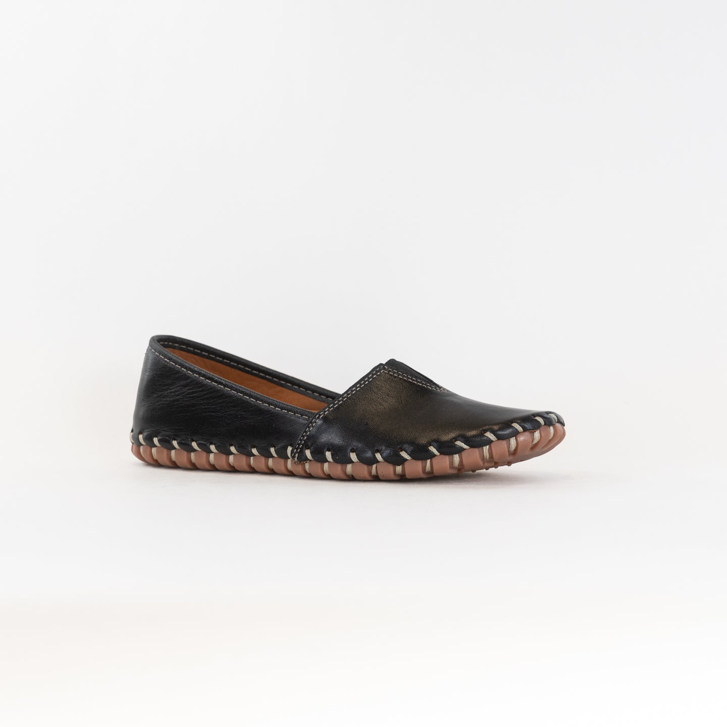 Spring Step Women's Premium Leather Slip-on Flat Shoes - Kathaleta in Black Color