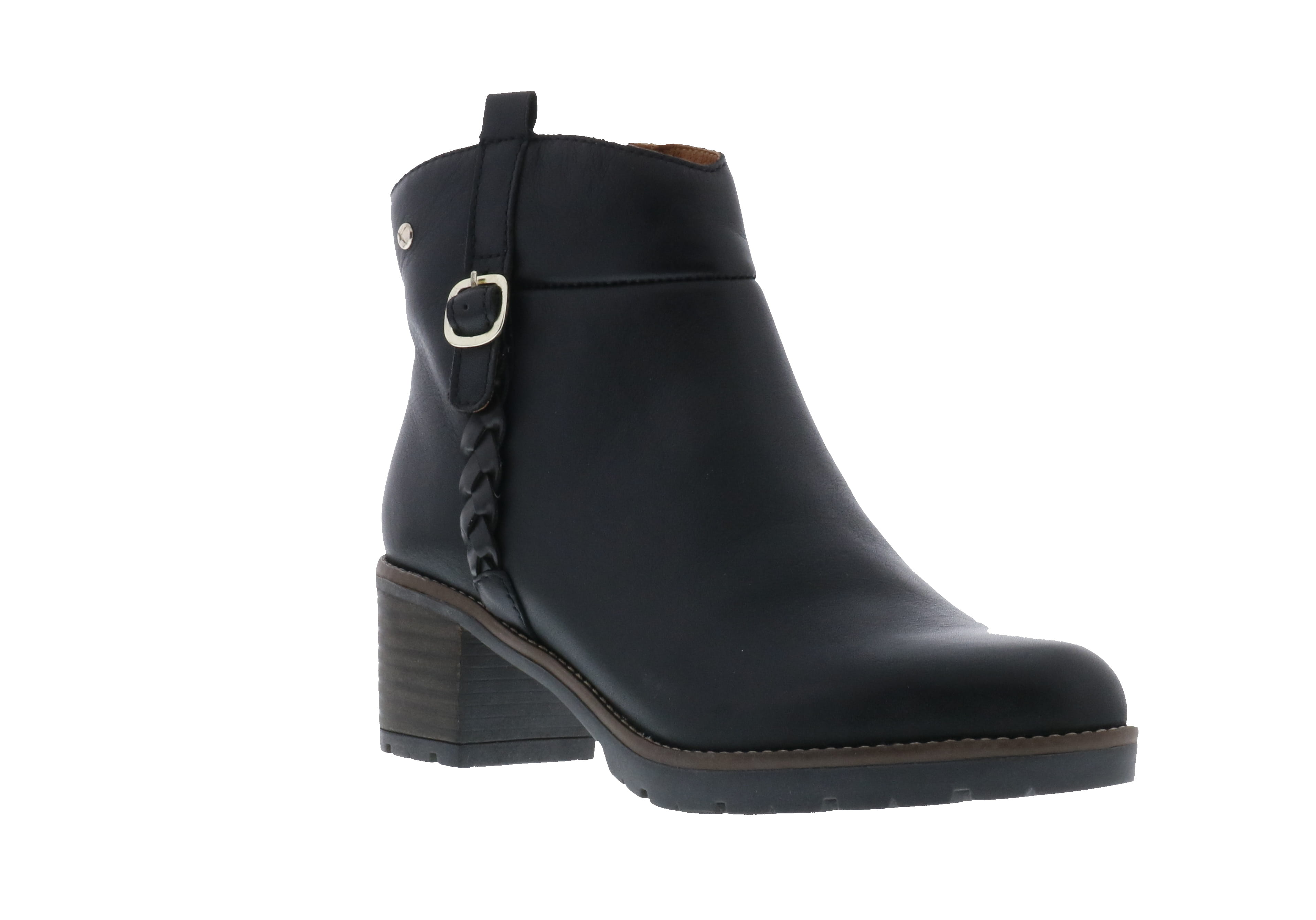 Stylish Women's Black Leather Ankle Boots by Pikolinos Llanes