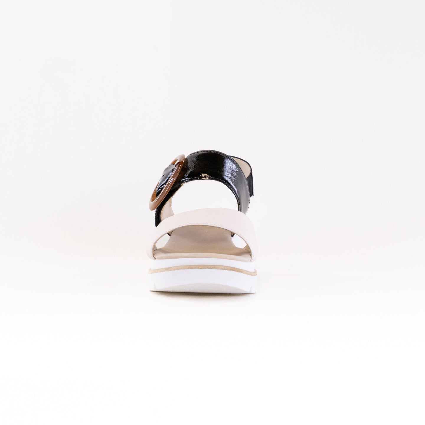 Gabor Women's 64.645 Two-Tone Leather Sandals in Cream/Black