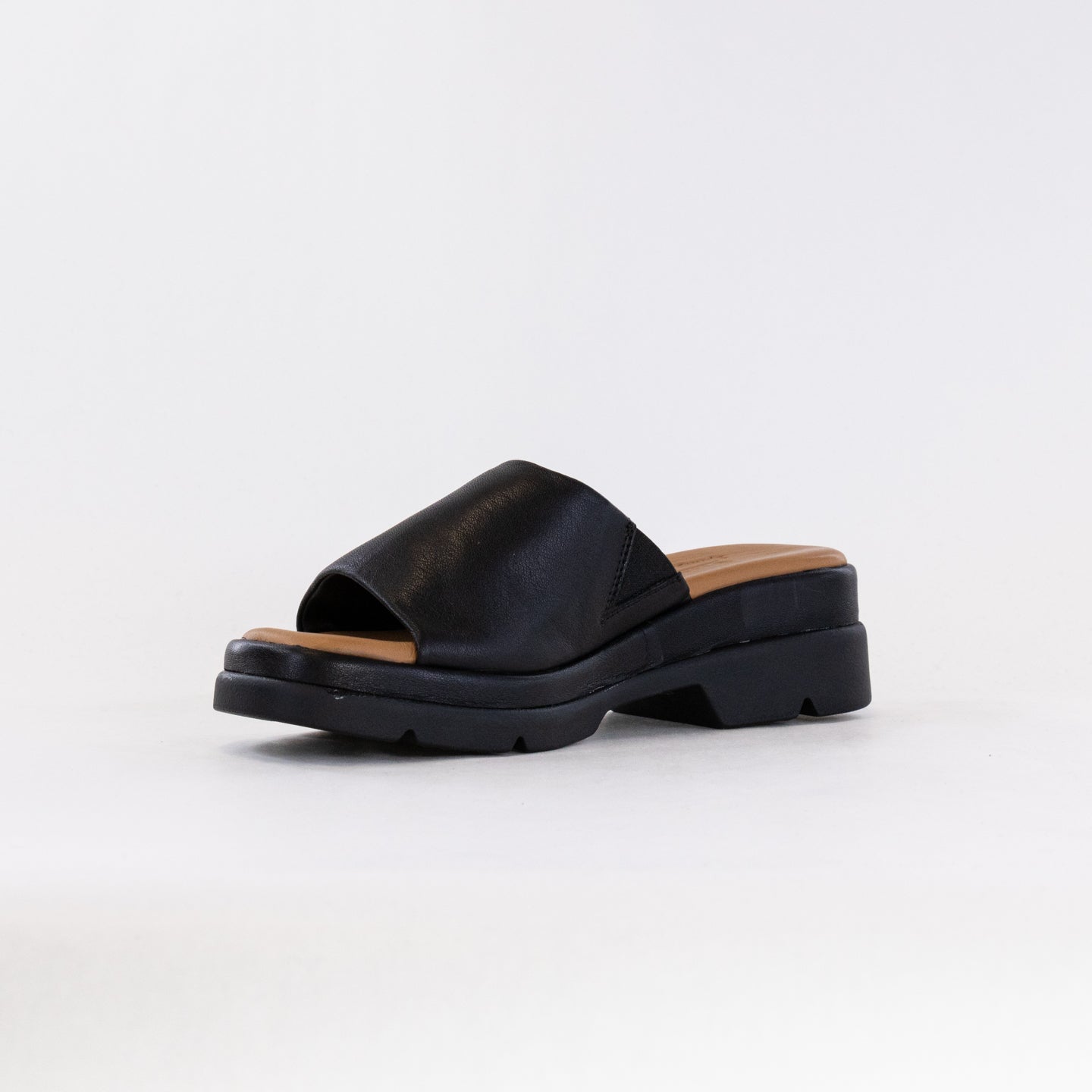 Spring Step Women's Fireisland Black Leather Slip-On Platform Sandals
