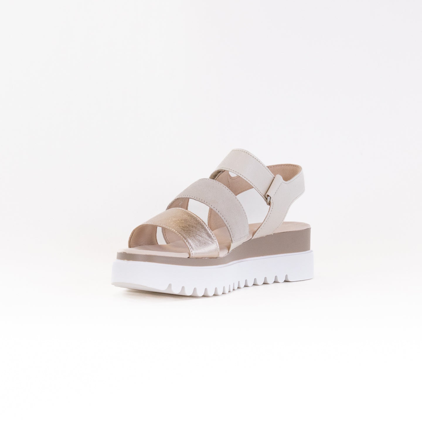 Women's Gabor 24.610.62 White Metallic Combination Leather Wedge Sandals