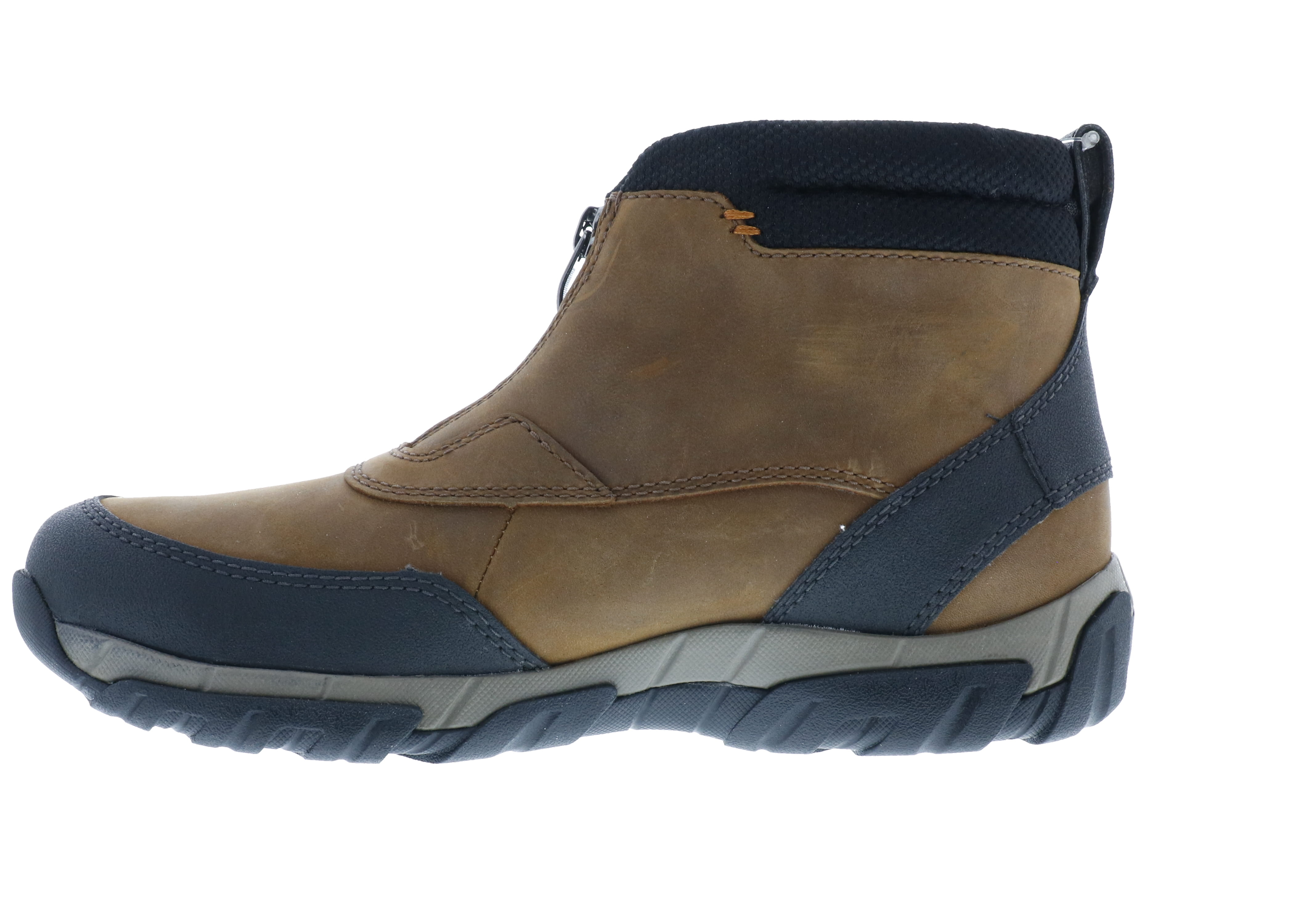 Men's Clarks Grove Zip-up Shoes in Dark Tan Leather