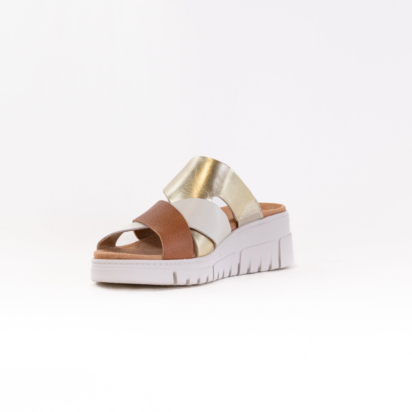 Women's Vionic Uptown Sunset Wedge Sandal in Metallic Tan/Gold Leather