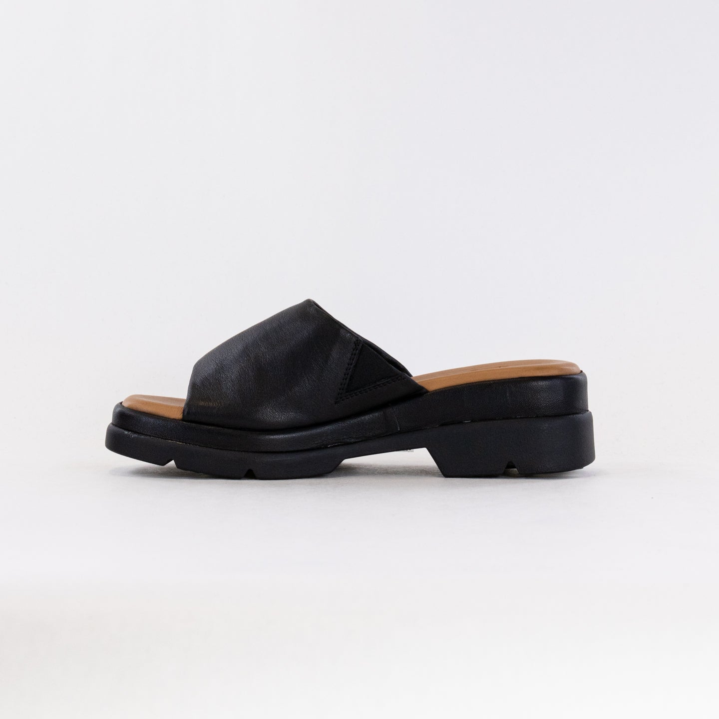 Spring Step Women's Fireisland Black Leather Slip-On Platform Sandals