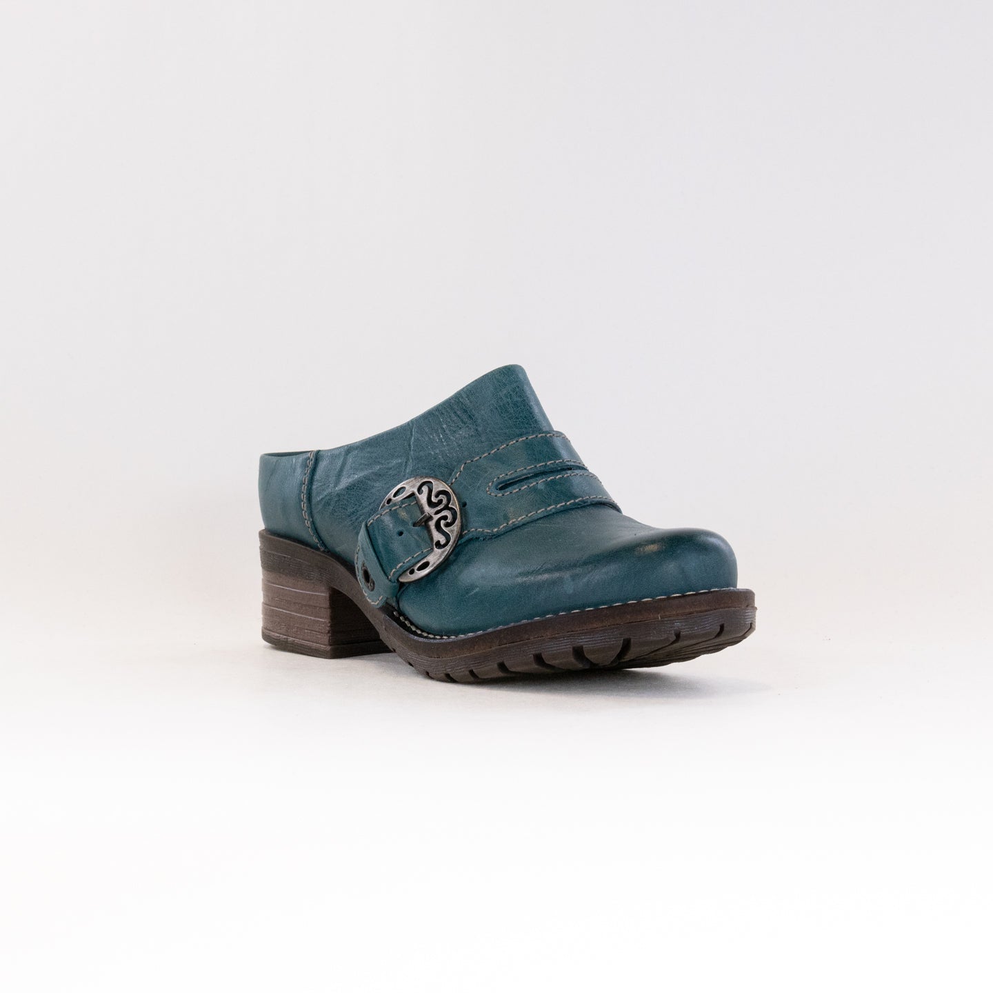 Women's Stylish Teal Leather Dromedaris Karina Summer Clogs