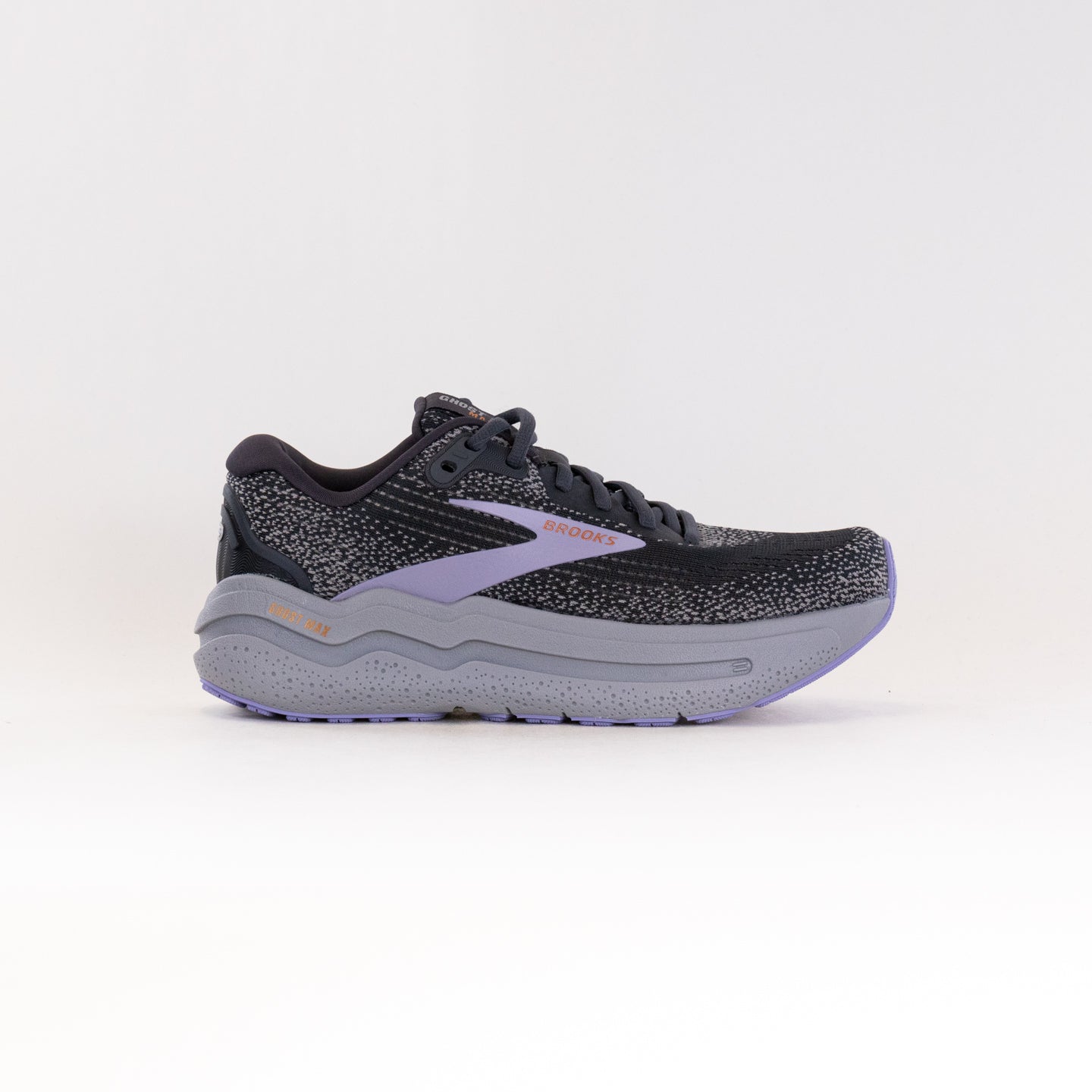 Women's Brooks Ghost Max 2 Road-Running Shoes in Ebony, Sweet Lavender, and Alloy