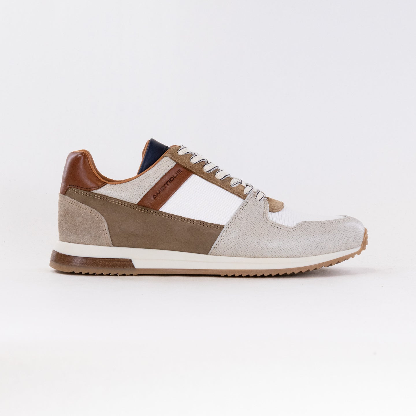 Men's Ambitious Slow - Style Leather/Textile Grey/Camel Sneakers