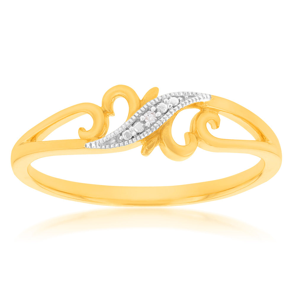 Exquisite 9 Carat Yellow Gold Diamond Engagement Ring for Modern Elegance