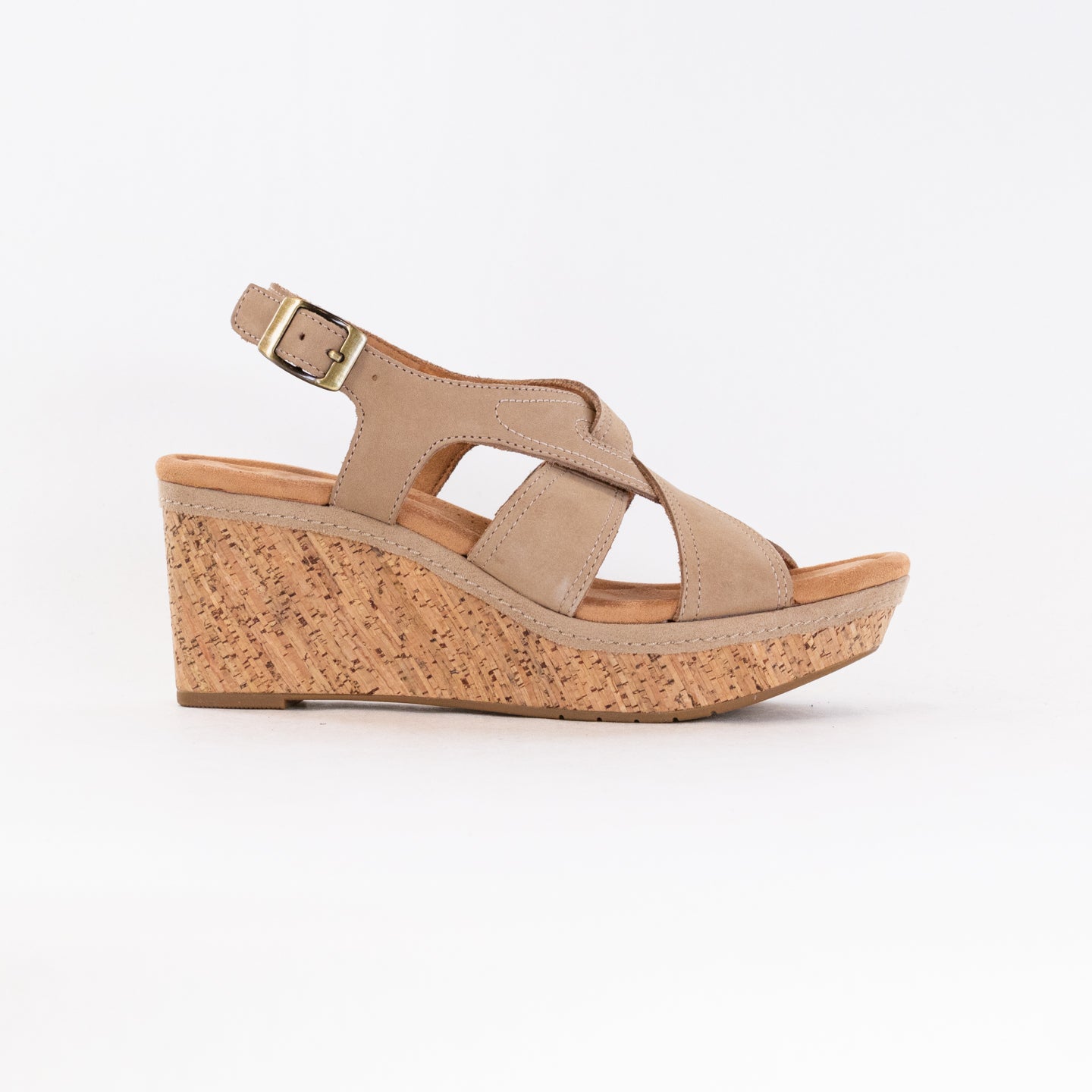 Women's Clarks Elleri Rae Wedge Sandals in Nougat Color