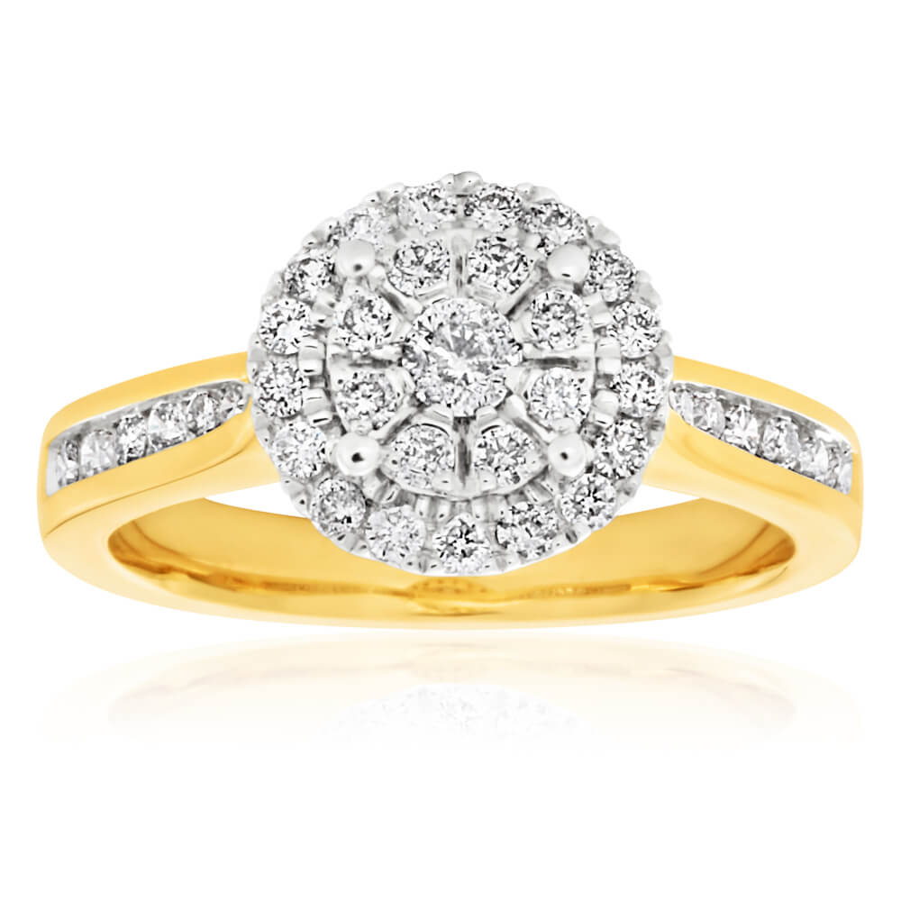 Stylish 9ct Yellow Gold Ring Set with 1/2 Carat of 38 Sparkling Diamonds
