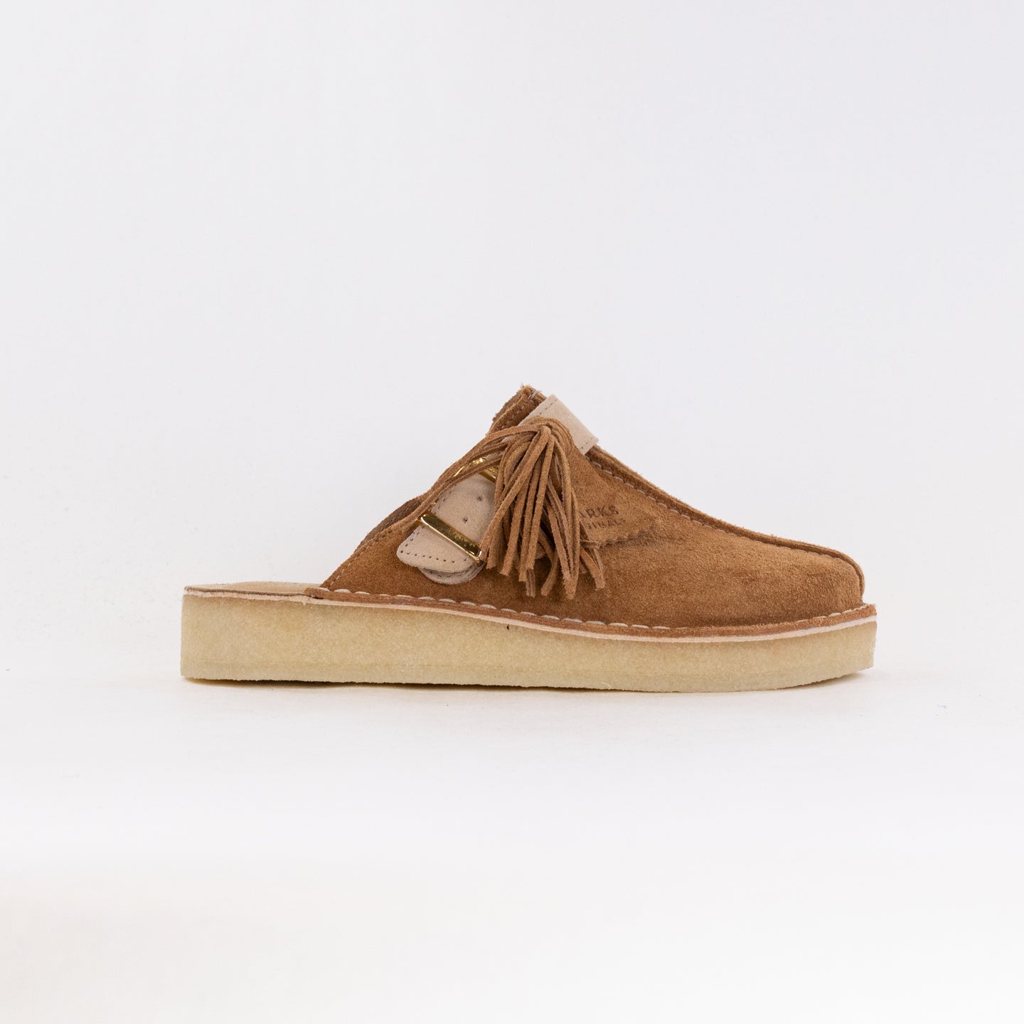 Women's Clarks Trek Mule in Light Tan Suede Combination