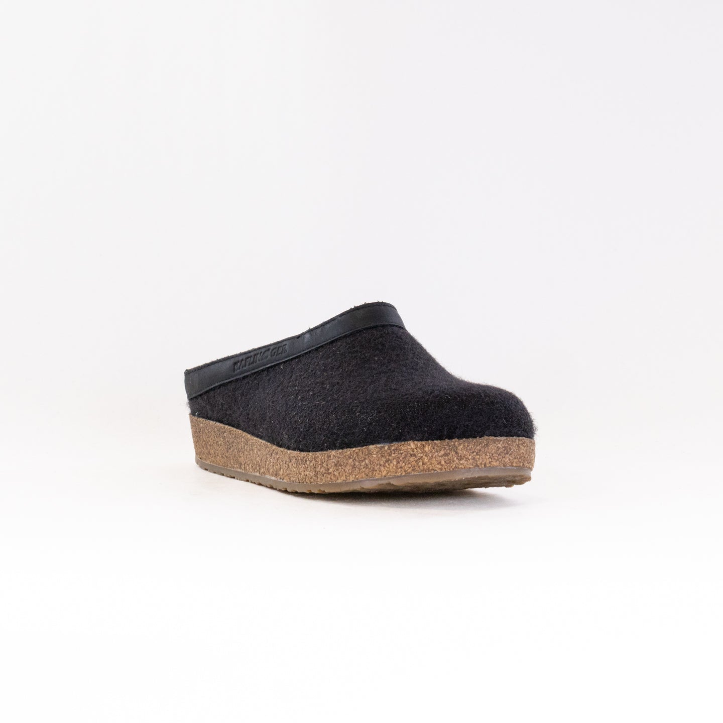 Haflinger Unisex Classic GZL45 Leather - Trimmed Grizzly Slippers in Black