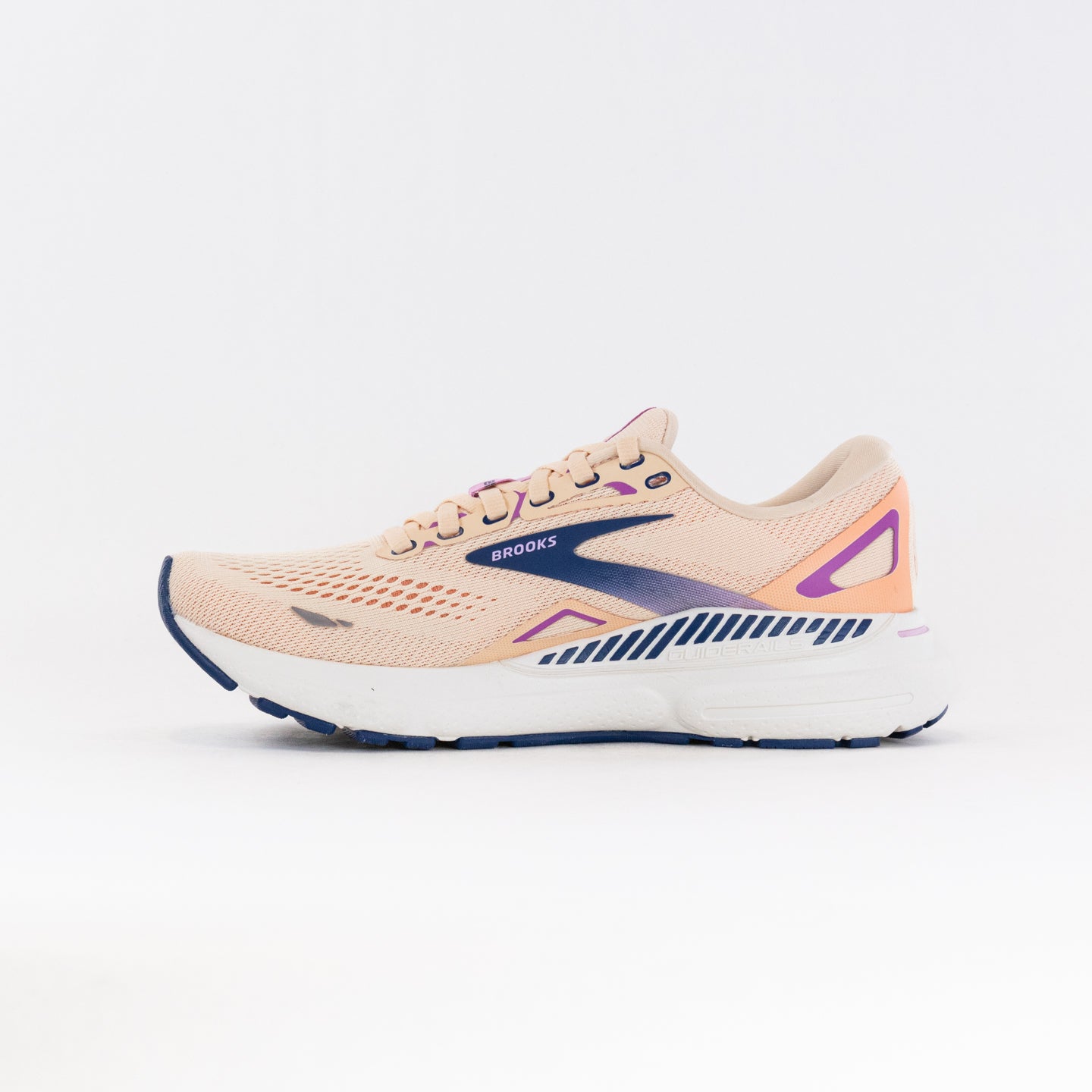 Women's Brooks Adrenaline GTS 23 Running Shoes in Apricot, Estate Blue, and Orchid Colors