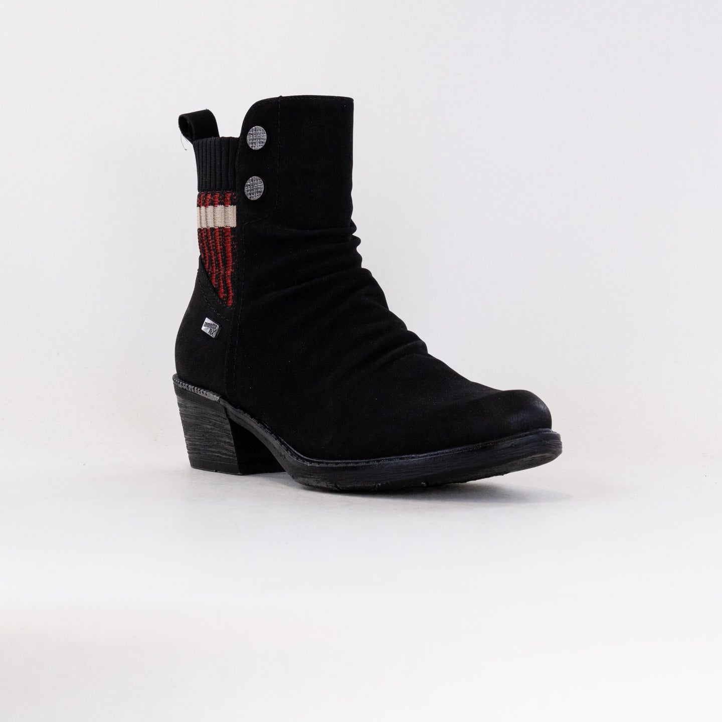 Stylish Women's Remonte R1172 Black Booties with Sweater Detail
