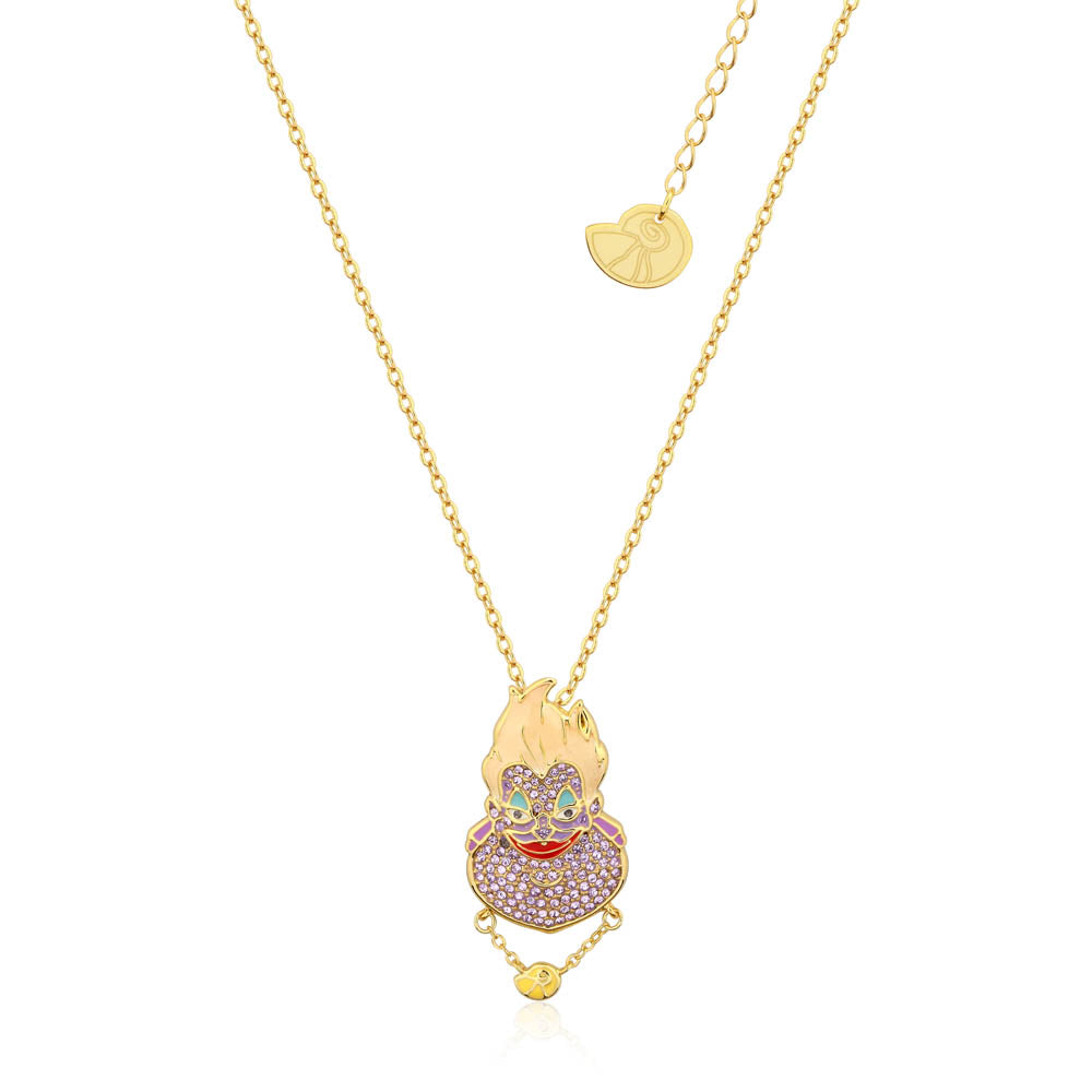 Disney Ursula Crystal Pendant in Gold Plated Stainless Steel with 45+7cm Chain