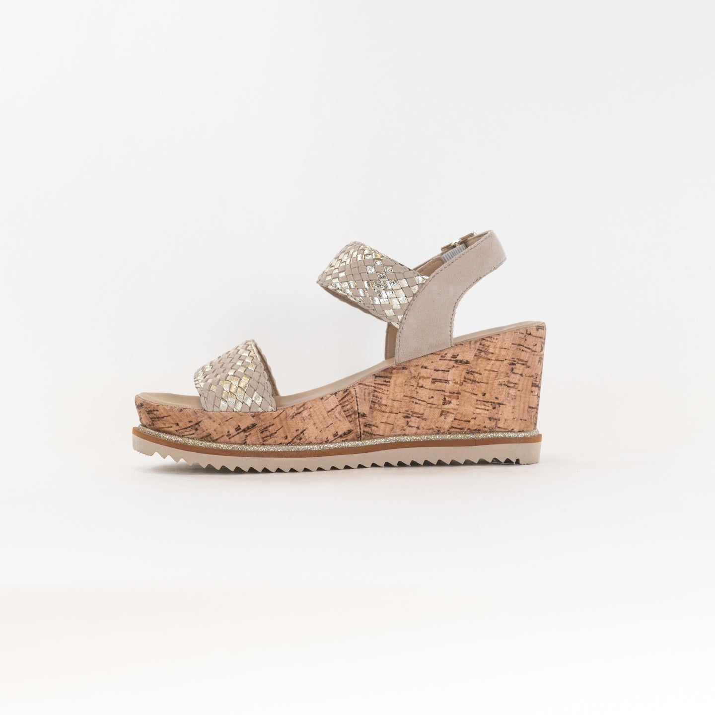 Women's Ara Parma Wedge Sandals in Sand and Platinum Multi Colors