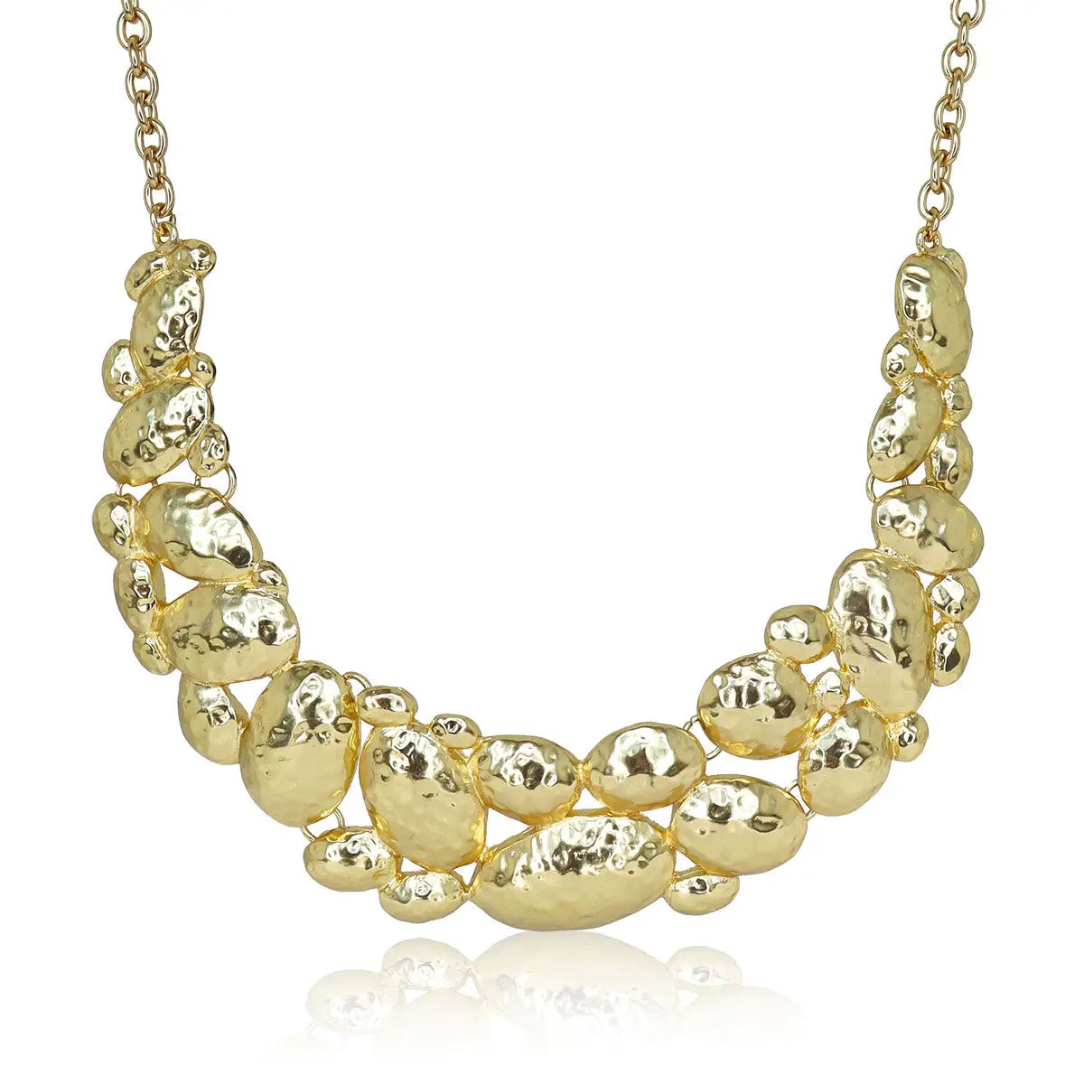 Gorgeous Gold Cobblestone Plate Style Statement Necklace for Fashion Enthusiasts