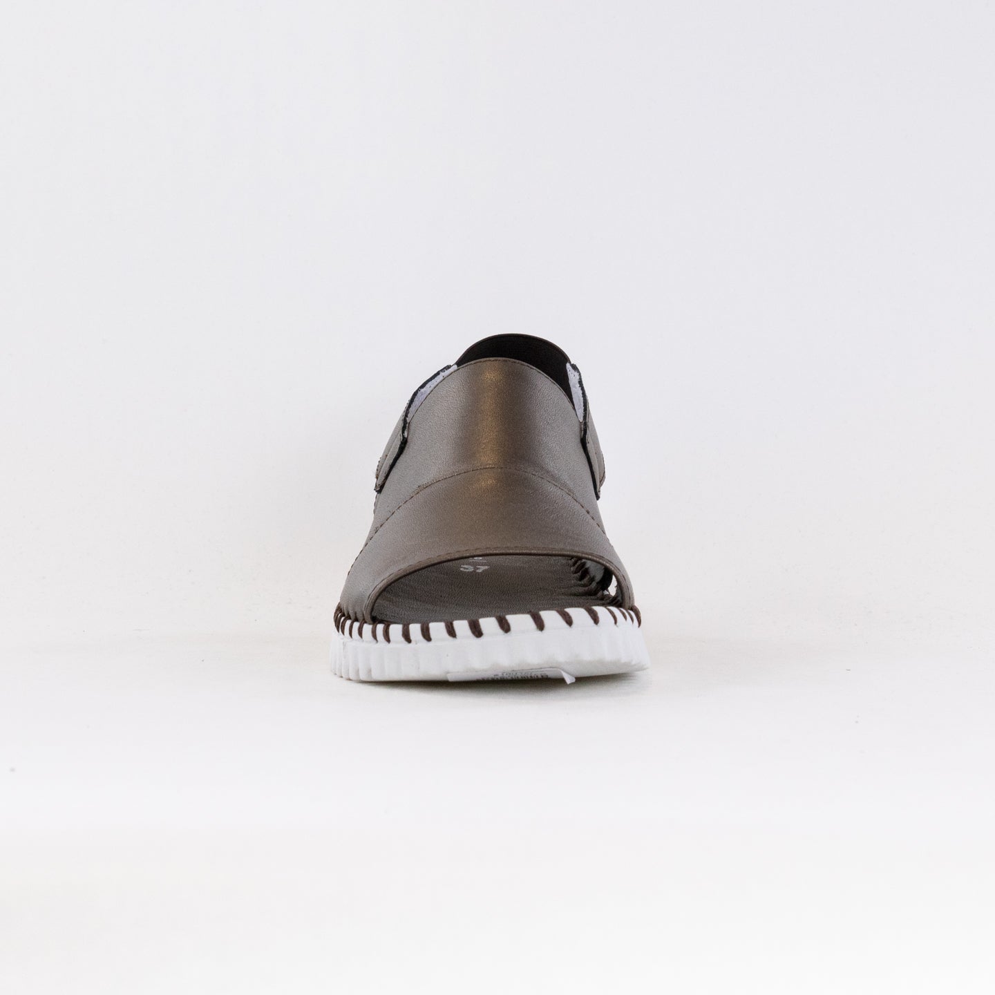 Eric Michael Women's Pewter Leather Sola Sandals for Daily Commute