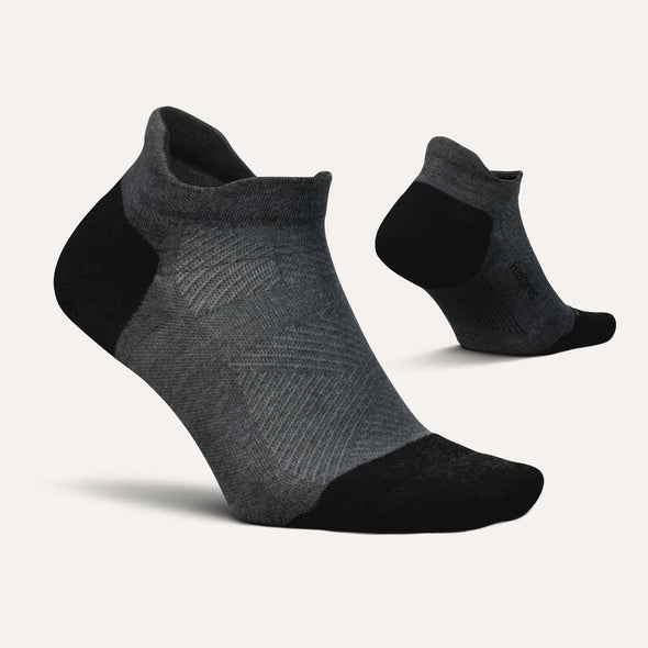 Feetures Elite Gray No Show Tab Socks with Max Cushion