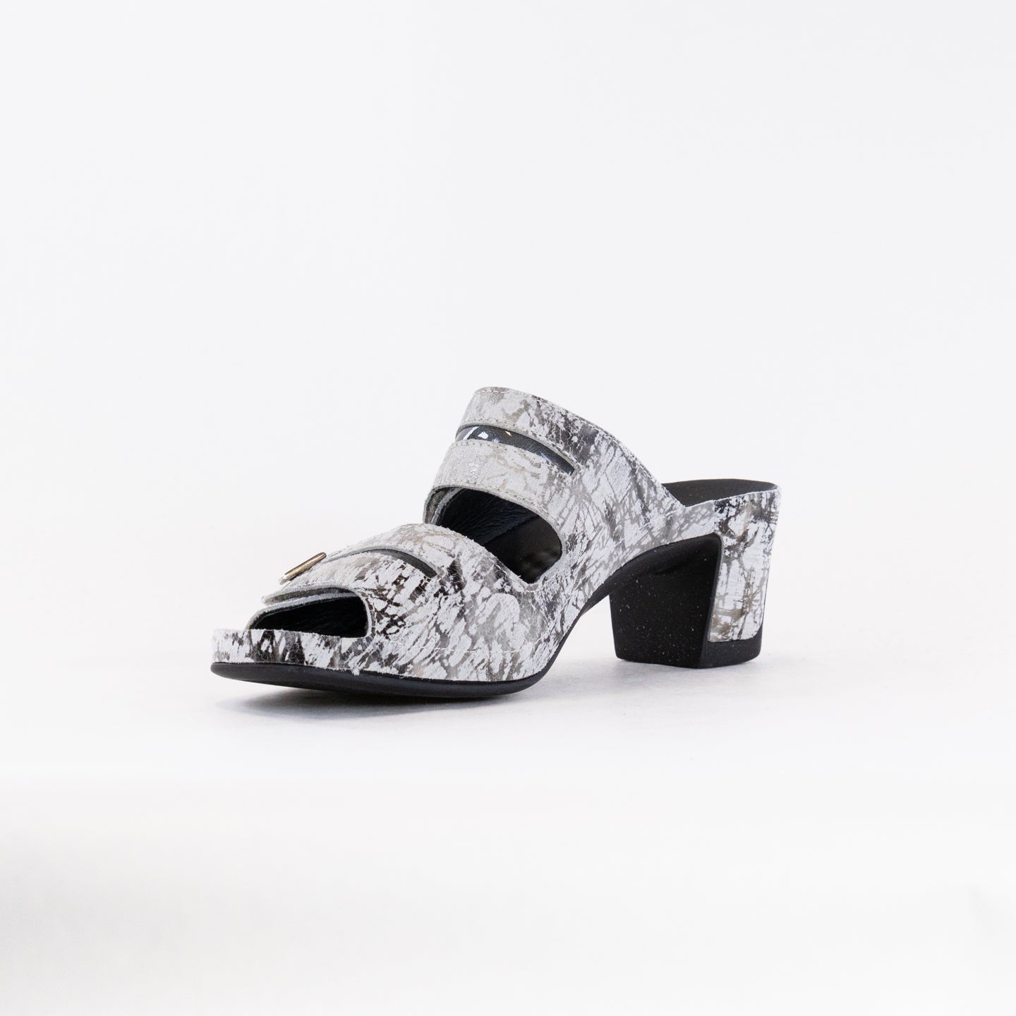 Women's Vital Joy Mule Sandals Crafted from Apache Cream Metallic Leather for Optimal Comfort