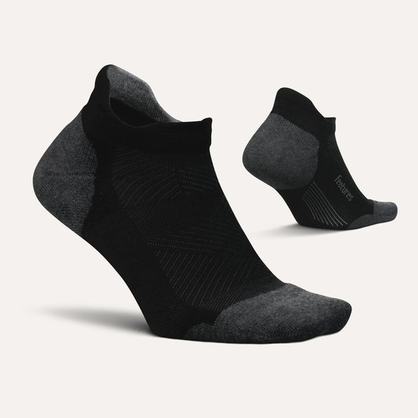Feetures Elite No Show Tab Socks with Maximum Cushion in Black Color
