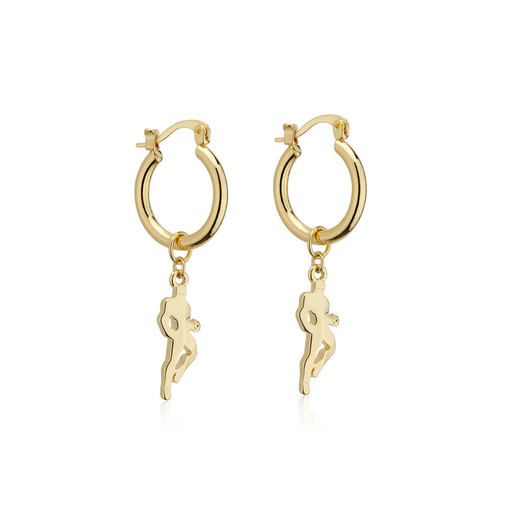 Disney Inspired 14k Yellow Gold Plated Iron Man Hoop Earrings