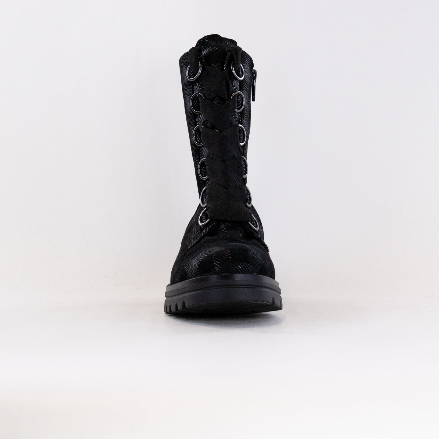 Gabor Women's Schwarz Combat Style Lace - Up Leather Boots, Model 92.784.67