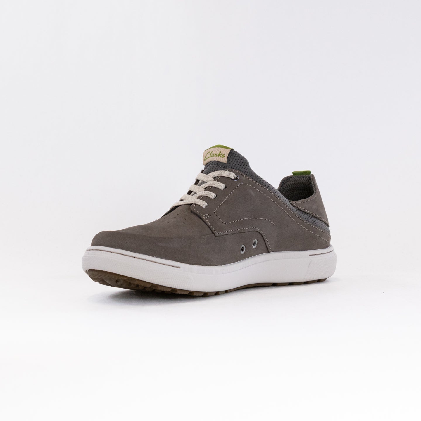 Men's Clarks Mapstone Easy - Dark Grey Nubuck Leather Comfortable Lace - up Sneakers