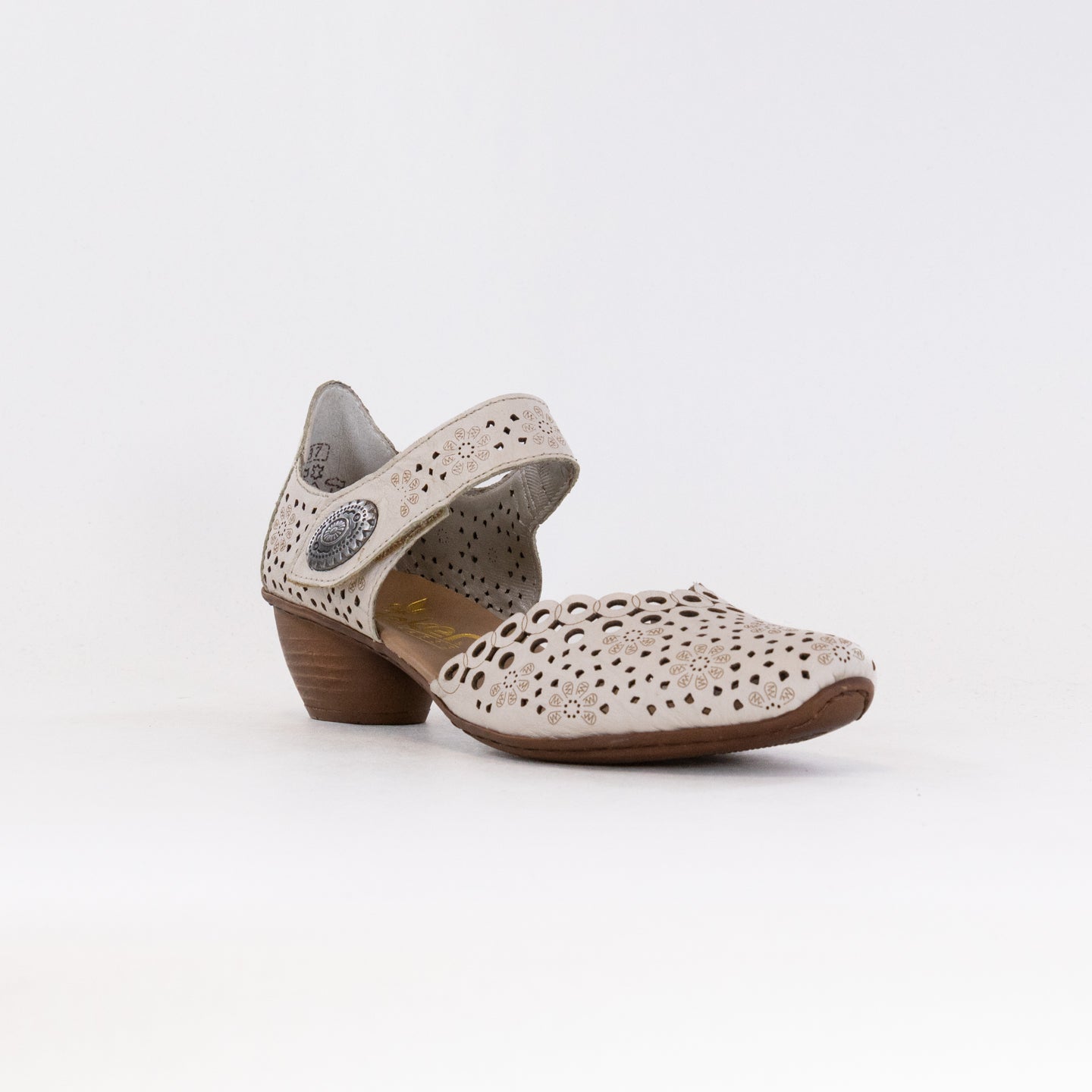Rieker Women's Mirjam 53 Low - Heel Cream Shoes with Adjustable Ankle Strap