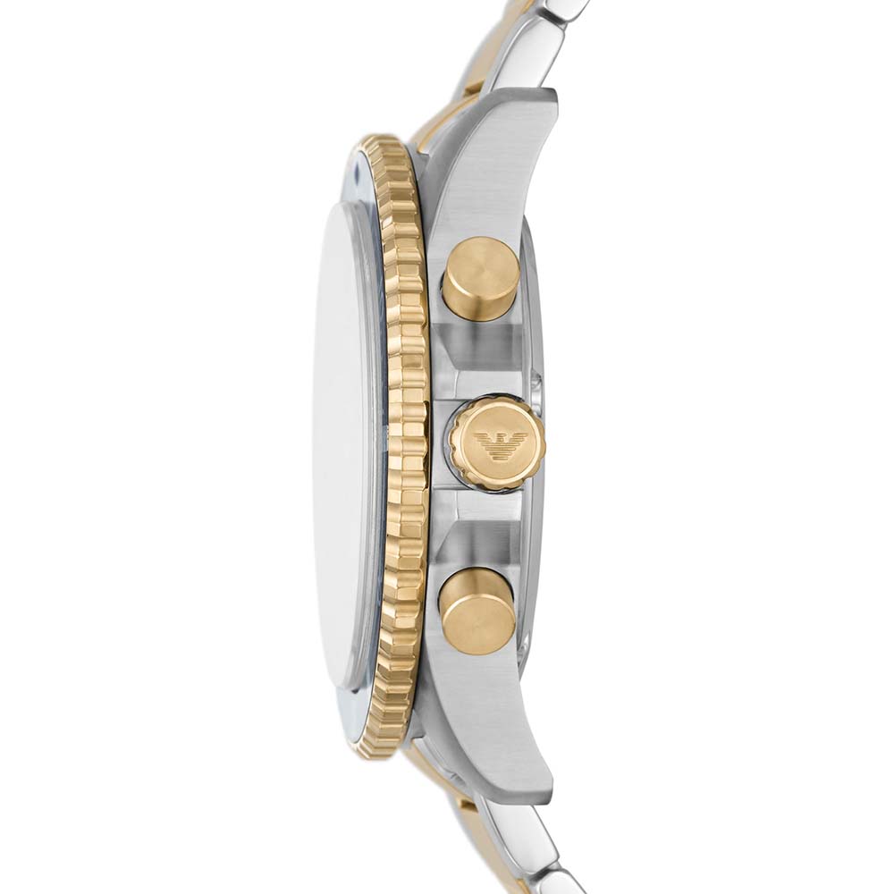 Stylish Emporio Armani AR11362 Two - Tone Men's Watch with Blue Dial