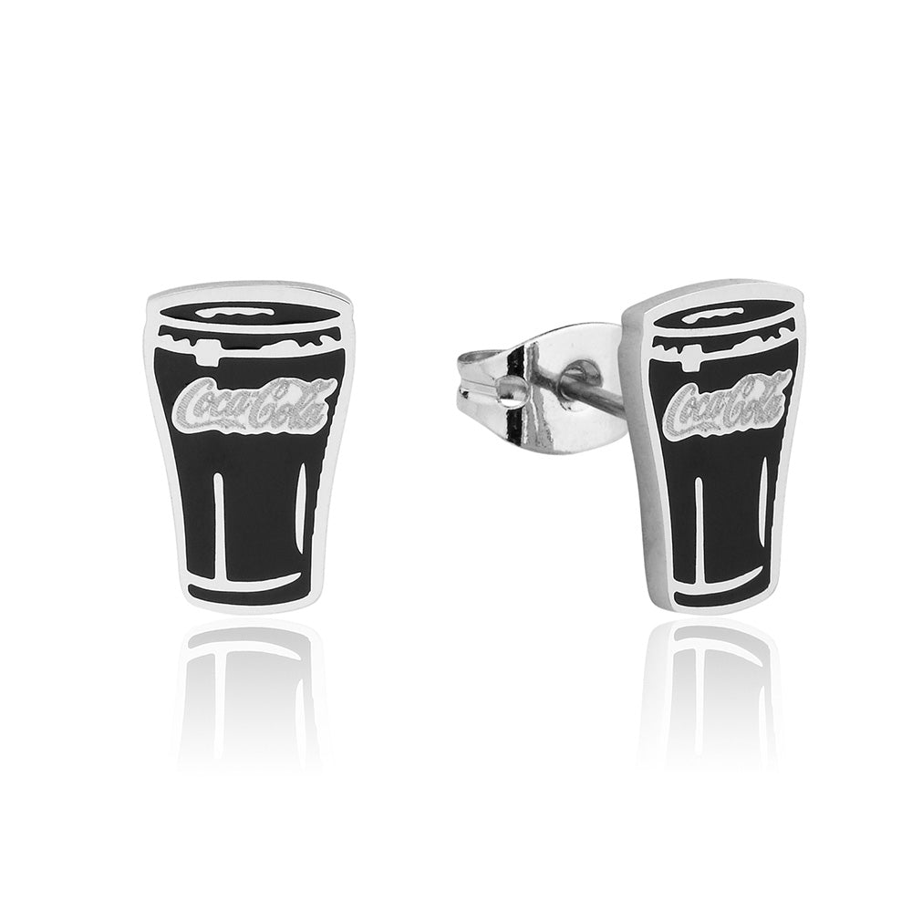 Disney Stainless Steel ECC Coca Cola Themed Glass 11mm Stud Earrings for Jewelry Lovers