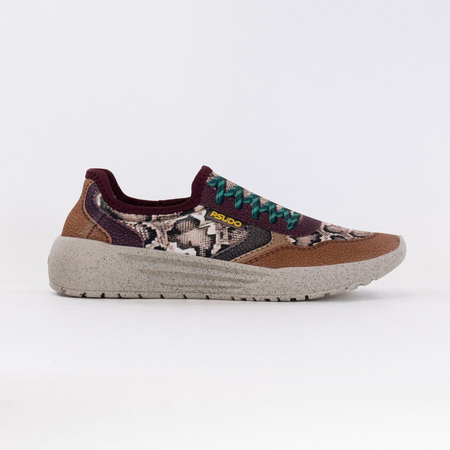 Women's Pseudo Court Sneakers - Natural Snake Design