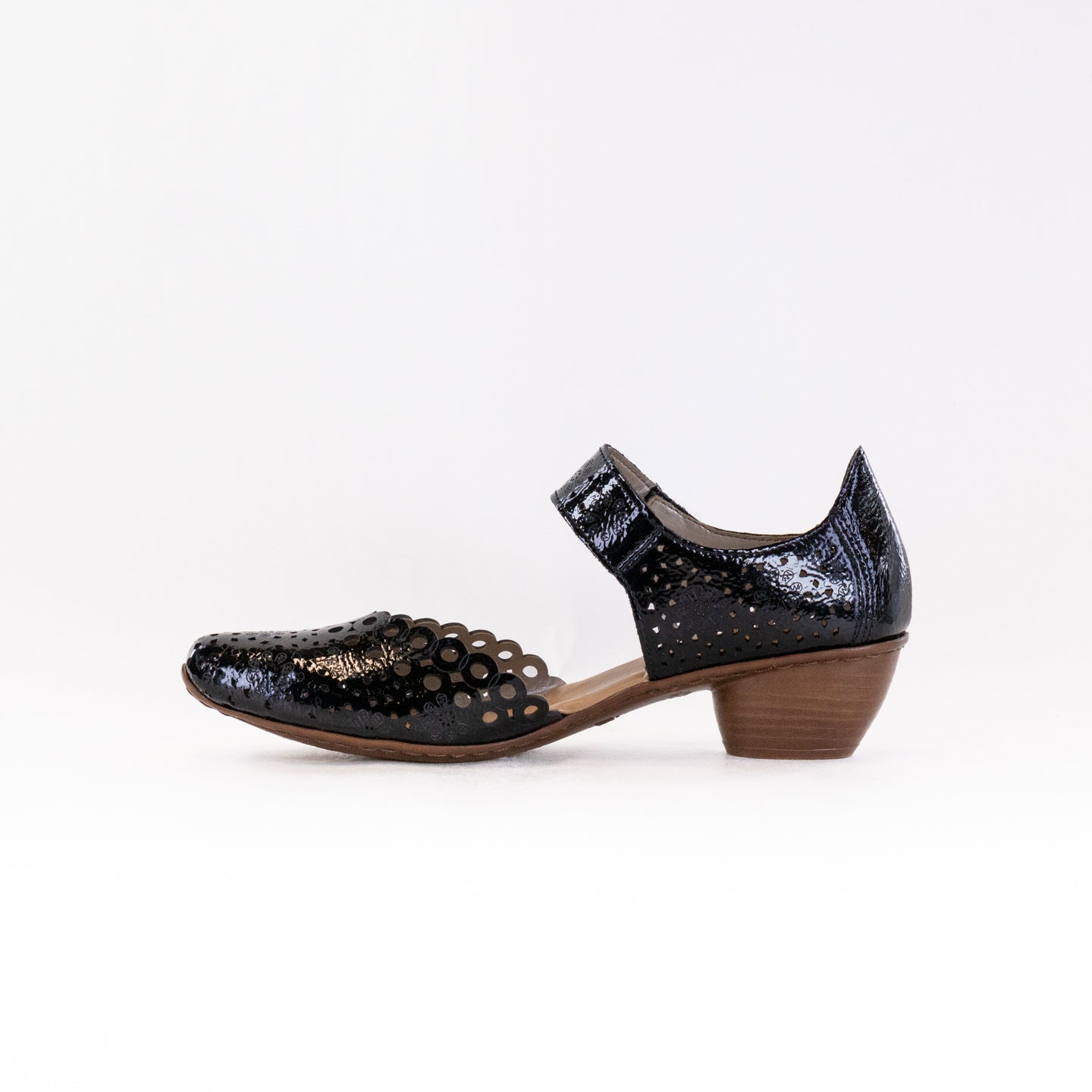 Stylish Women's Rieker Mirjam 53 Black Patent Low - Heel Shoes