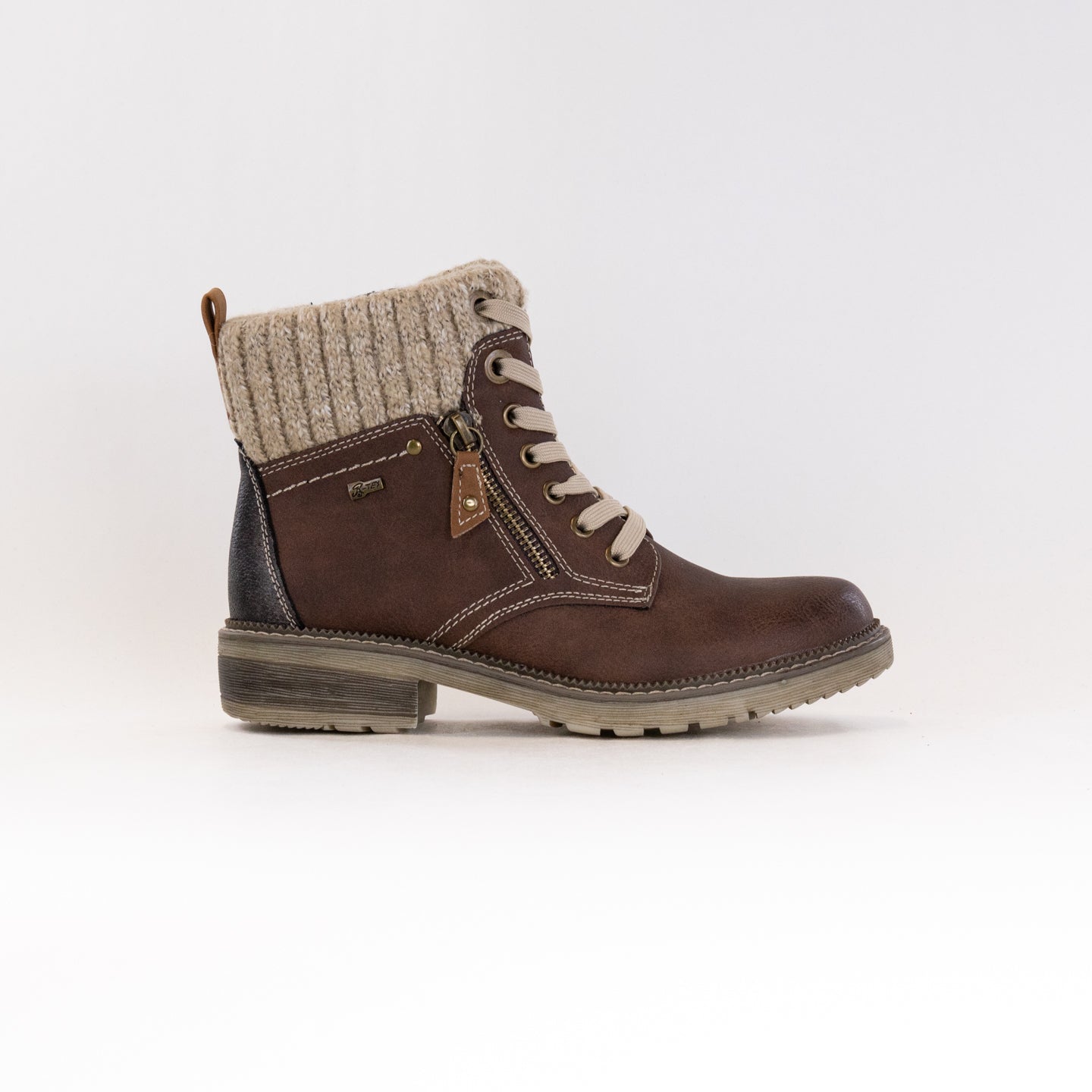Women's Spring Step Khazera Water-Resistant Brown Pull-On Lace-Up Booties