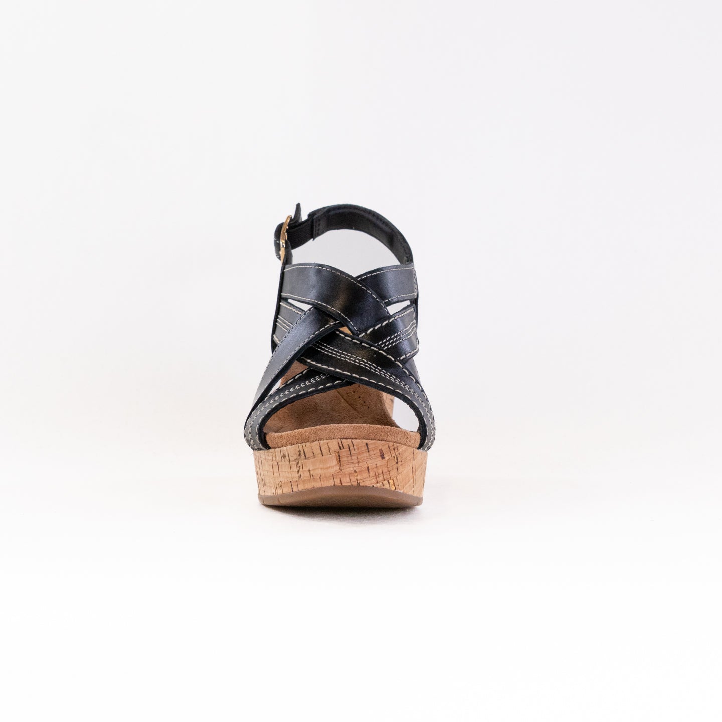 Women's Clarks Sabina Sling Black Leather Sandals - Classic Black/Black Colorway