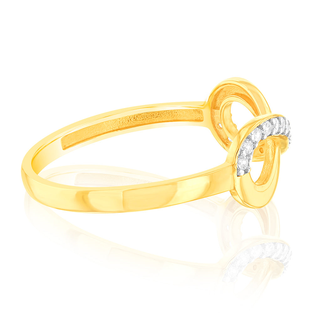 Stylish 9ct Yellow Gold Cubic Zirconia Infinity Ring for Elegance