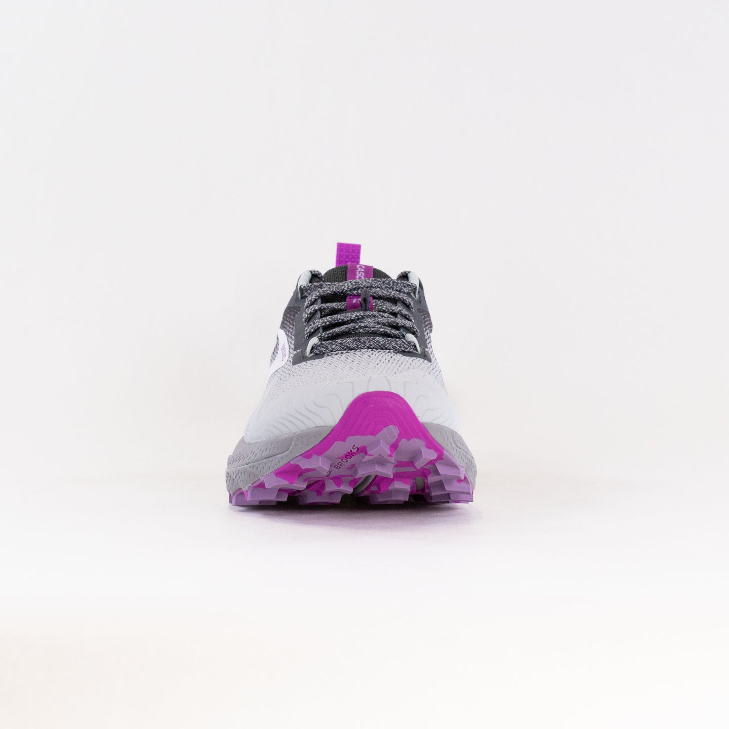 Women's Brooks Cascadia 17 Trail Running Shoes - Oyster, Blackened Pearl, and Purple Color Combination
