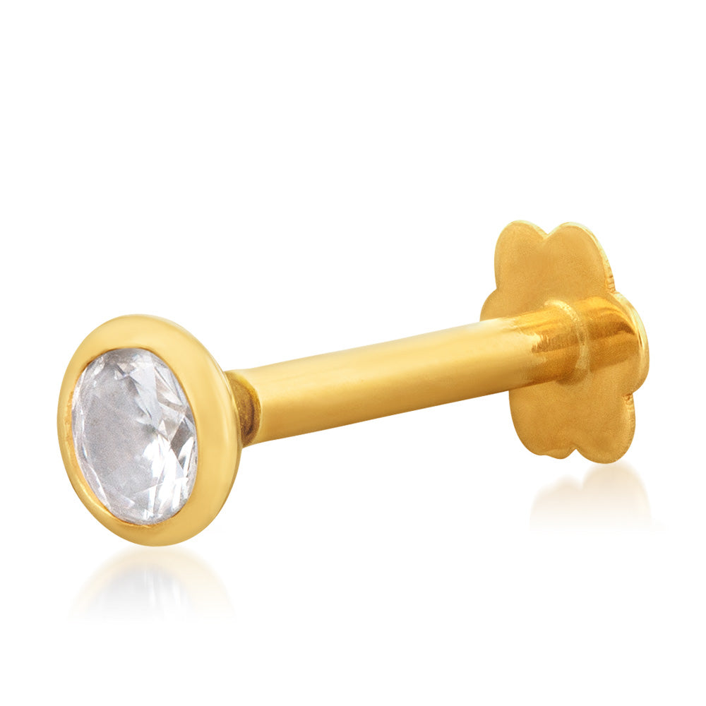 9ct Yellow Gold Fashionable Cubic Zirconia Labret Stud Earrings for Various Piercings