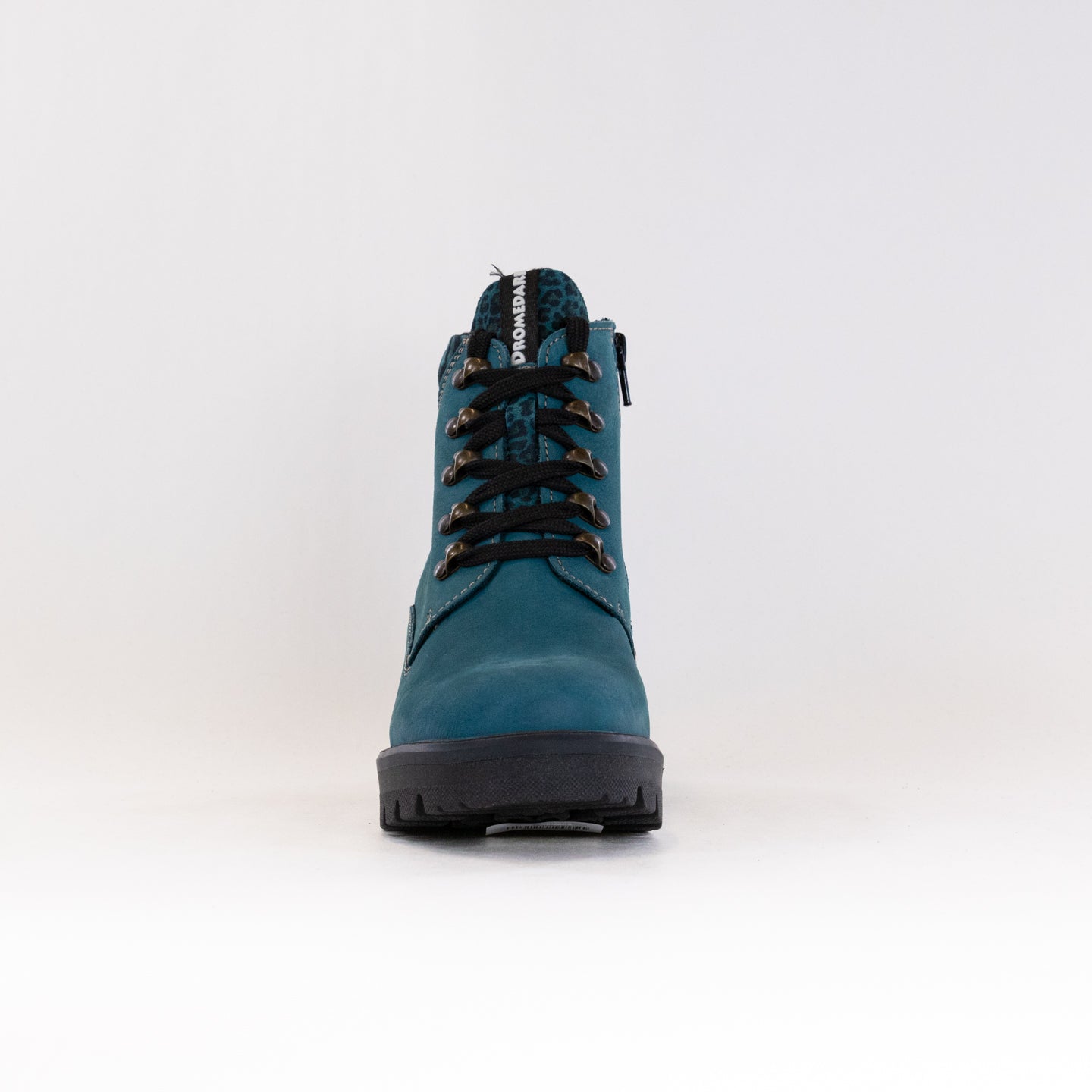 Dromedaris Women's Teal and Leopard Print Short Lace - Up Ankle Boots