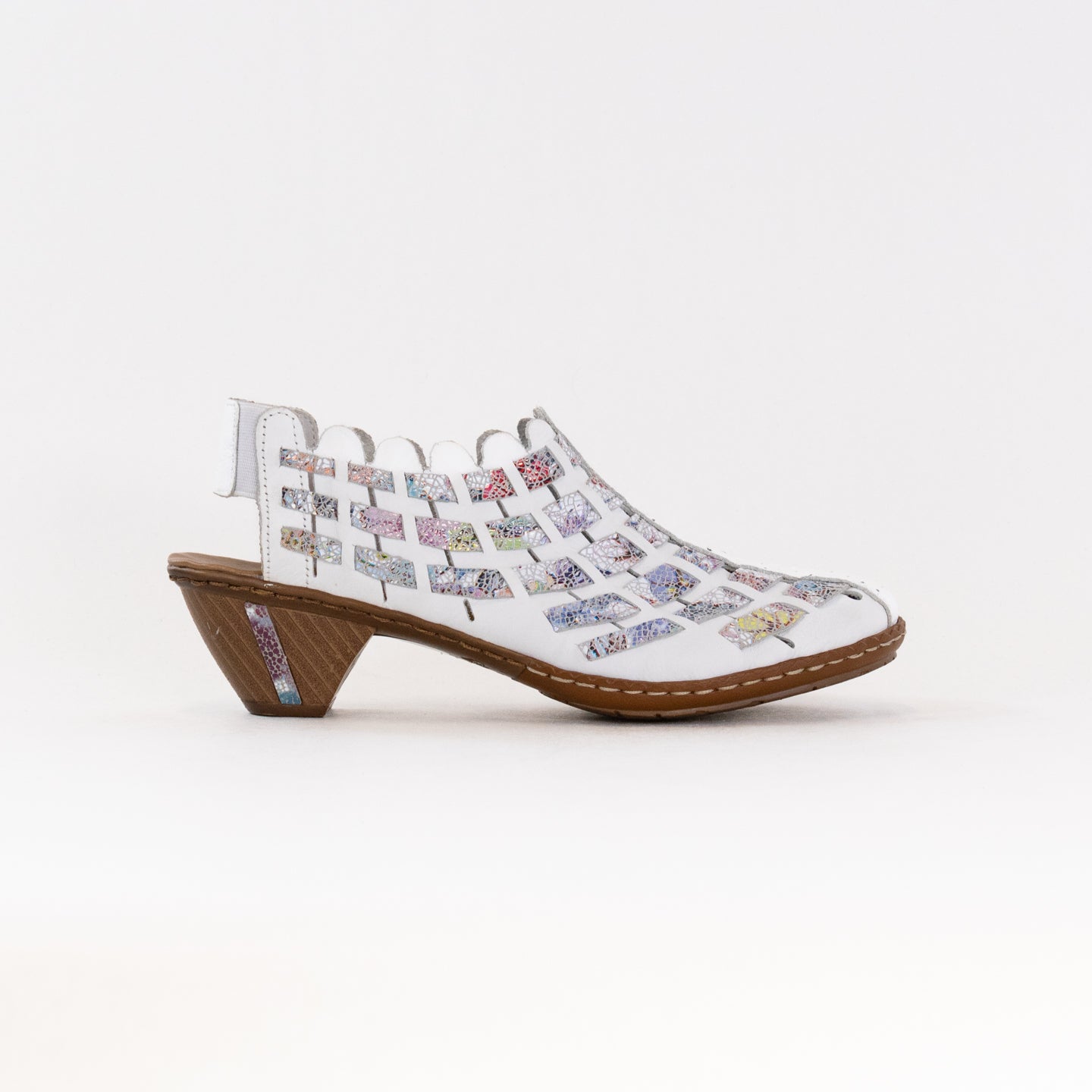 Rieker Sina 78 Women's White Woven - Leather Slingback Shoes
