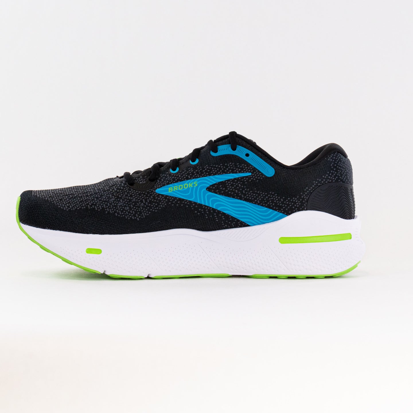 Men's Brooks Ghost Max Running Shoes - Black/Atomic Blue/Jasmine
