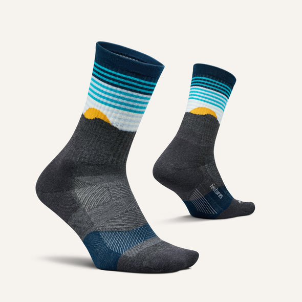 Feetures Table Rock Gray Trail Max Cushion Mini Crew Socks for Trail Adventures