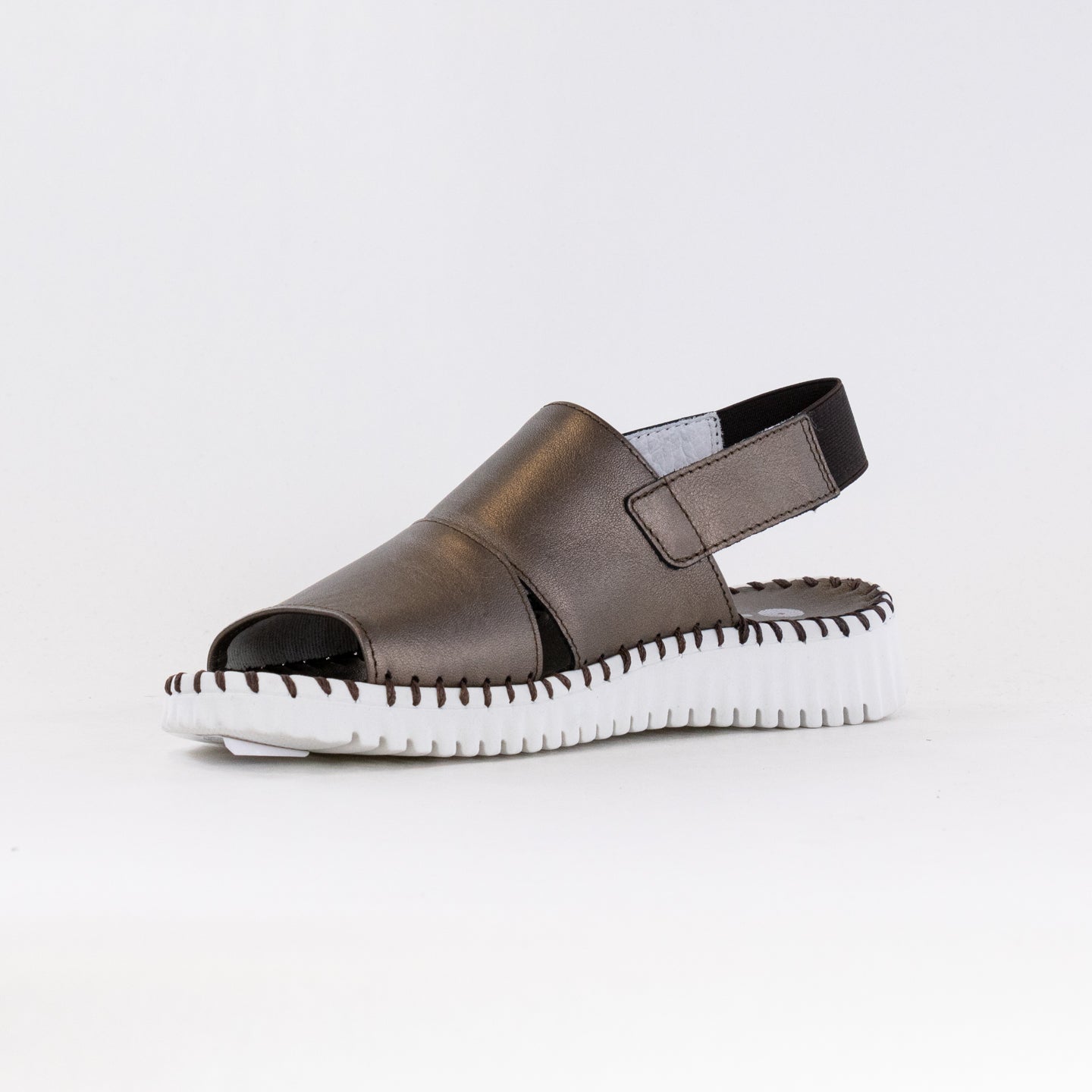 Eric Michael Women's Pewter Leather Sola Sandals for Daily Commute