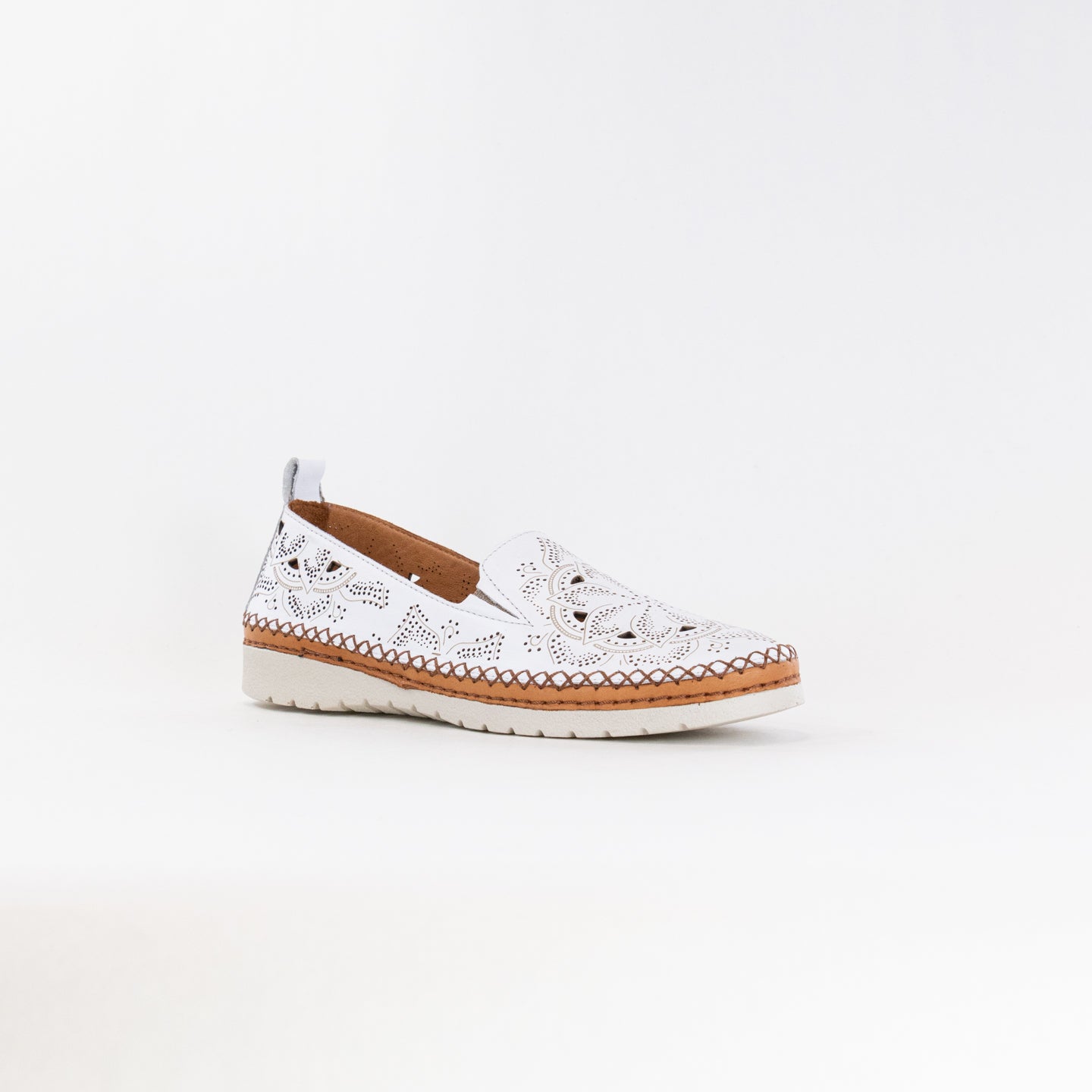 Spring Step Women's Galloway Laser Cut Leather Slip-on Shoes - White