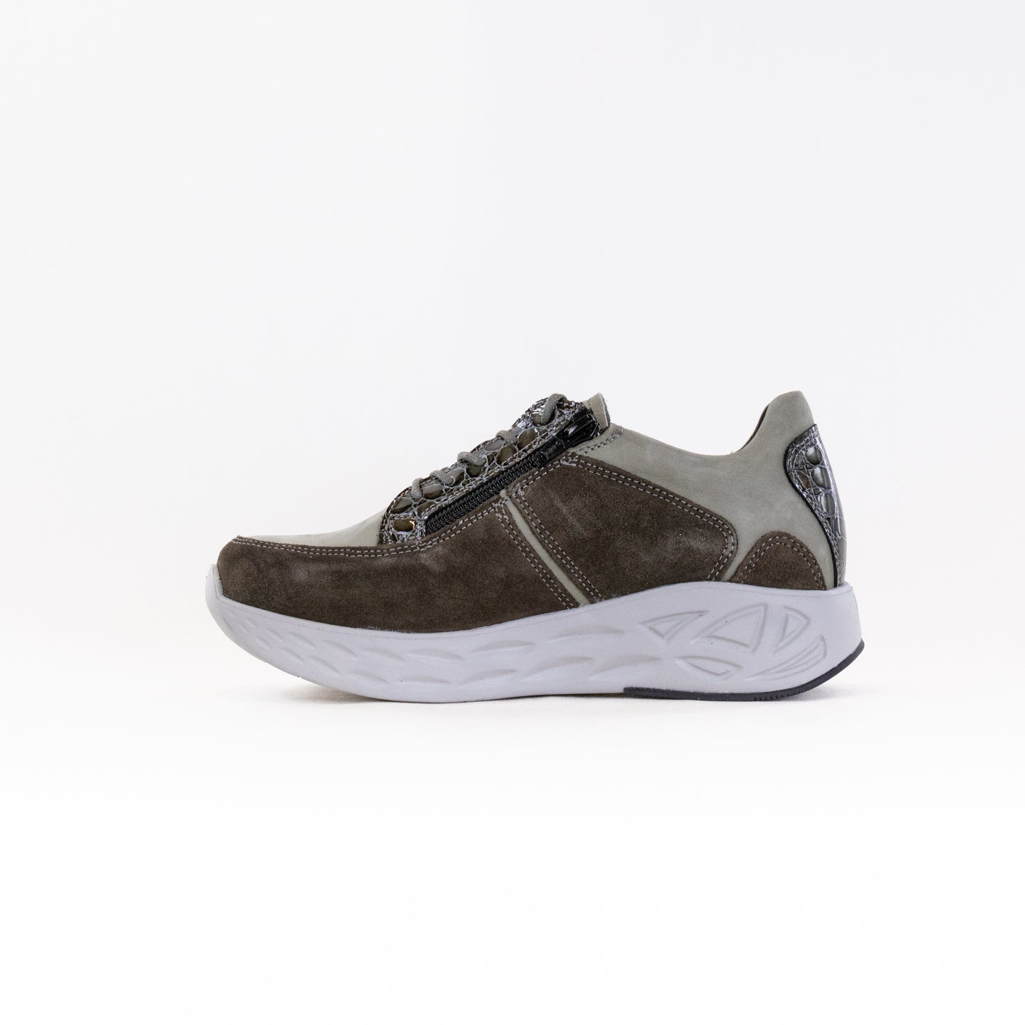 Wolky Women's Bounce Grey Combination Leather Comfortable Sneakers