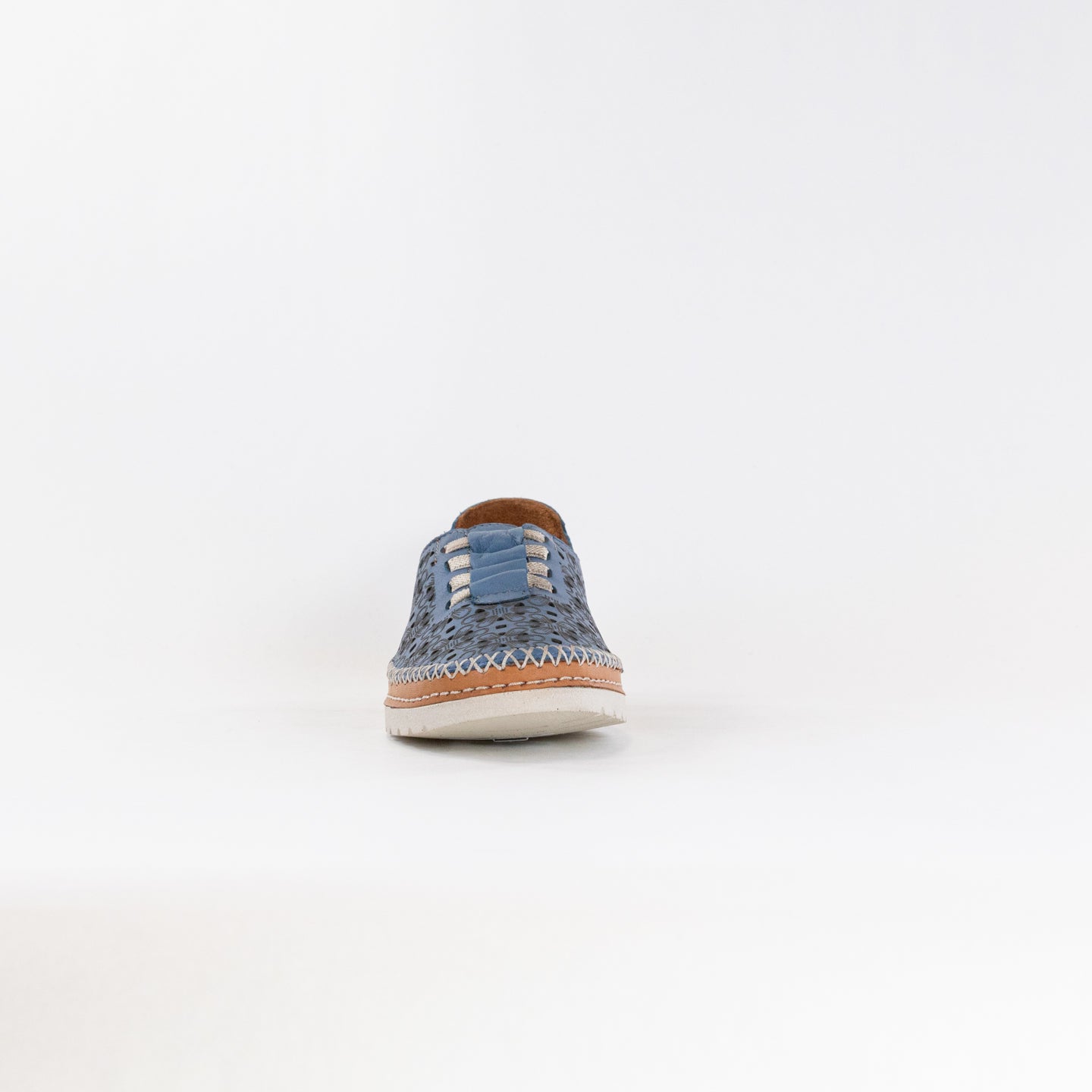 Spring Step Women's Indi Blue Laser Cut Leather Slip-on Sneaker Shoes
