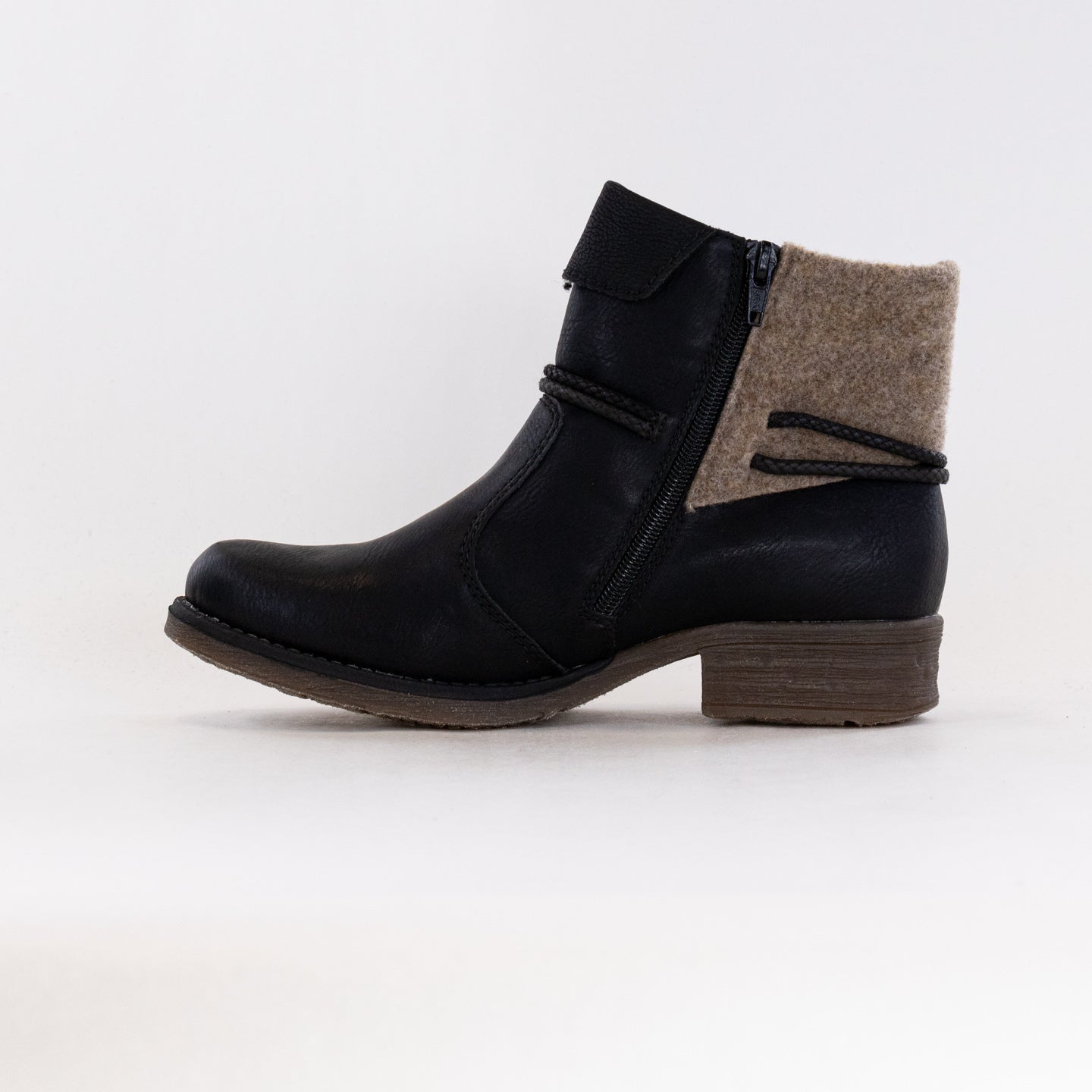 Stylish Women's Rieker 79693 Black Boots with Rope Embellishment