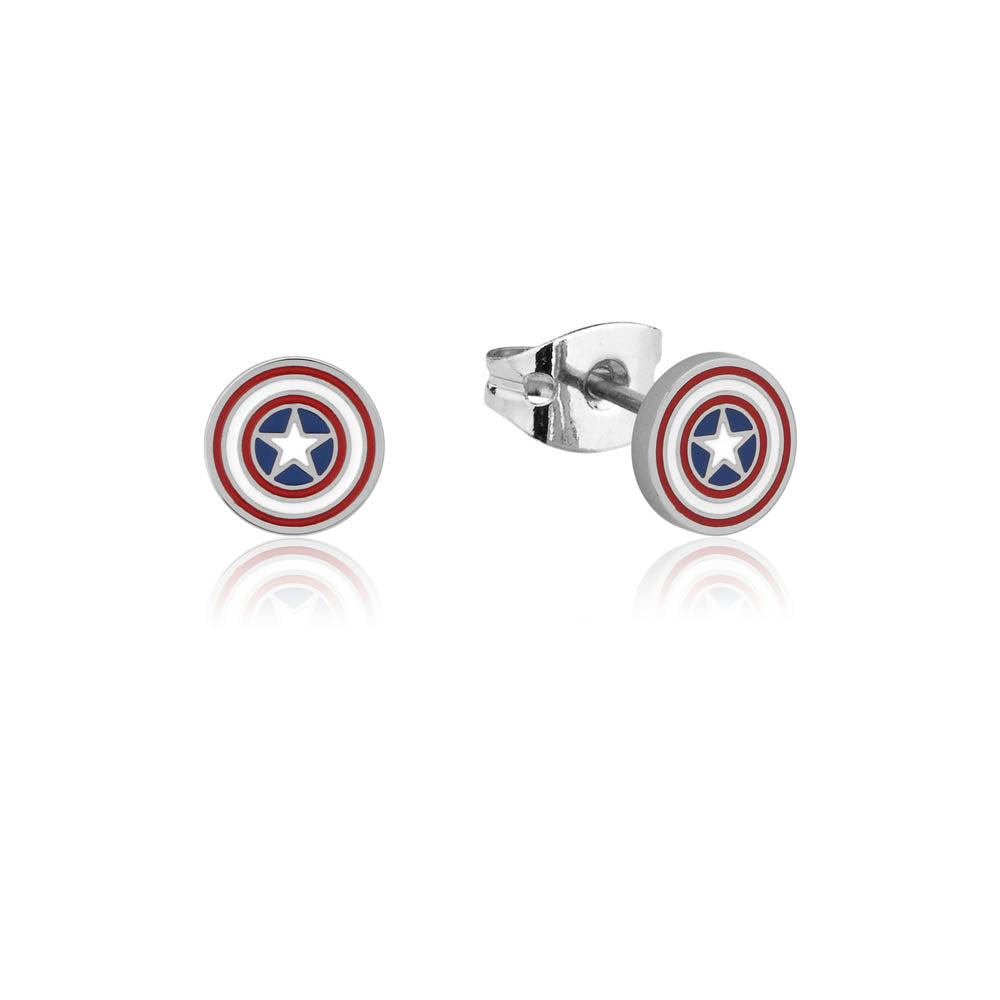 Disney Stainless Steel Captain America-themed Stud Earrings for Fashion Enthusiasts